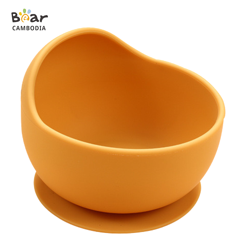 KY Baby Silicone Suction Bowl - Orange2 (ចានទារកជ័រស៊ីលីកូន  - ពណ៌ទឹកក្រូច)