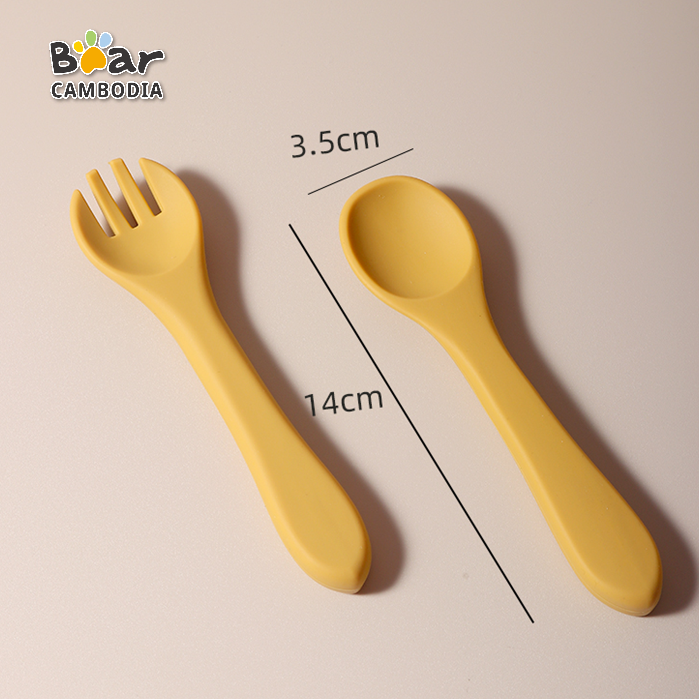 KY Silicone Fork & Spoon - Orange（KY ស៊ីលីកូនសម និងស្លាបព្រា - ពណ៌ទឹកក្រូច）