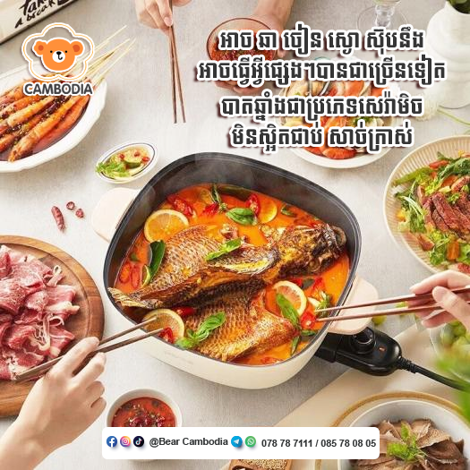 Bear Electric Hot Pot 6L 2000W EC-D60L5(ឆ្នាំងស៊ុបអគ្គិសនី 6L)