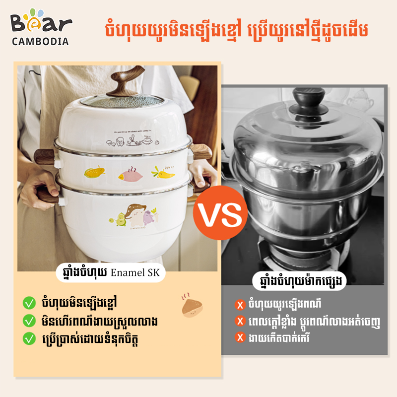 SK Enamel Steamer	SK Enamel (ឡចំហាយ​)