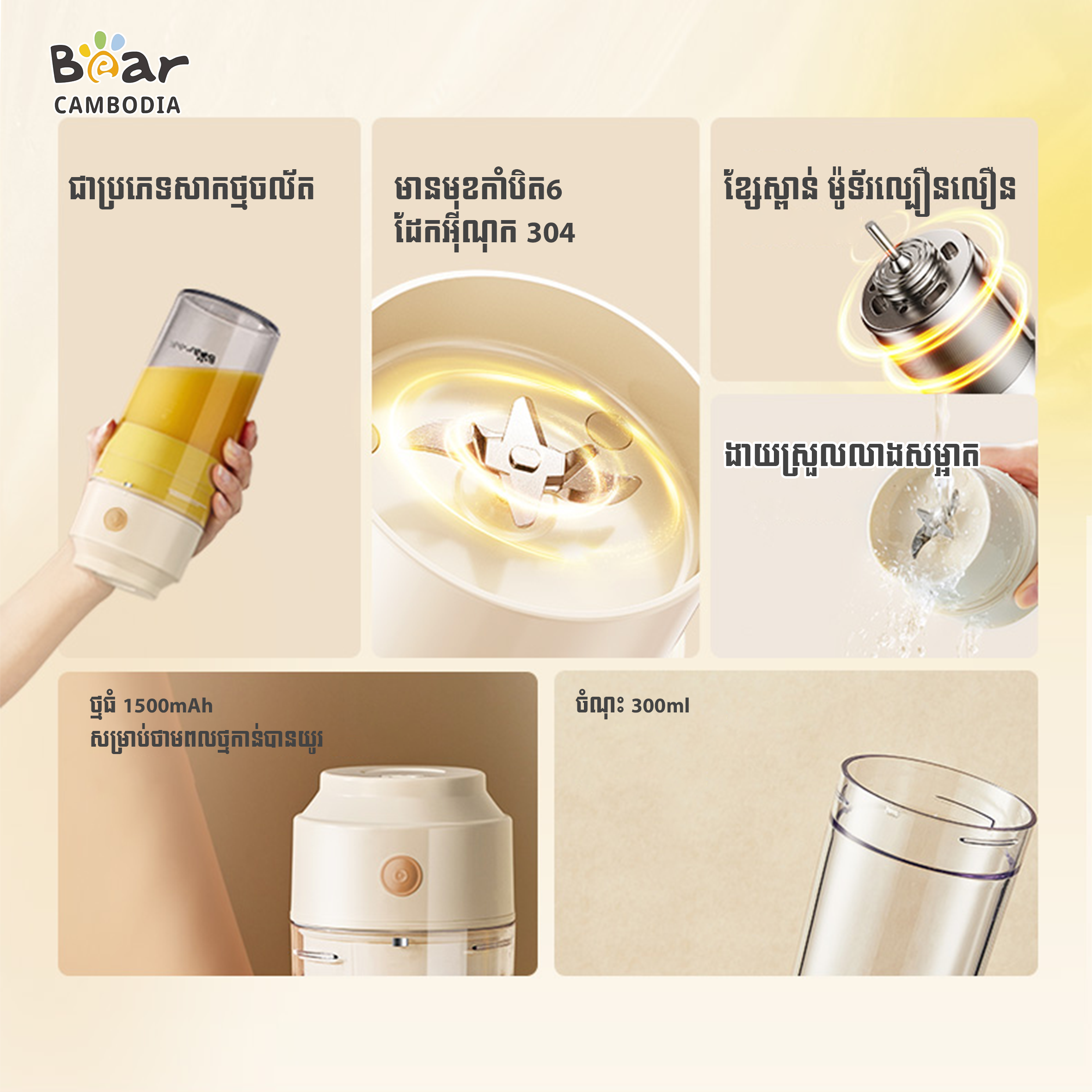 Food Processer 300ML (ម៉ាសុីនក្រឡុក)  FC-T03H1