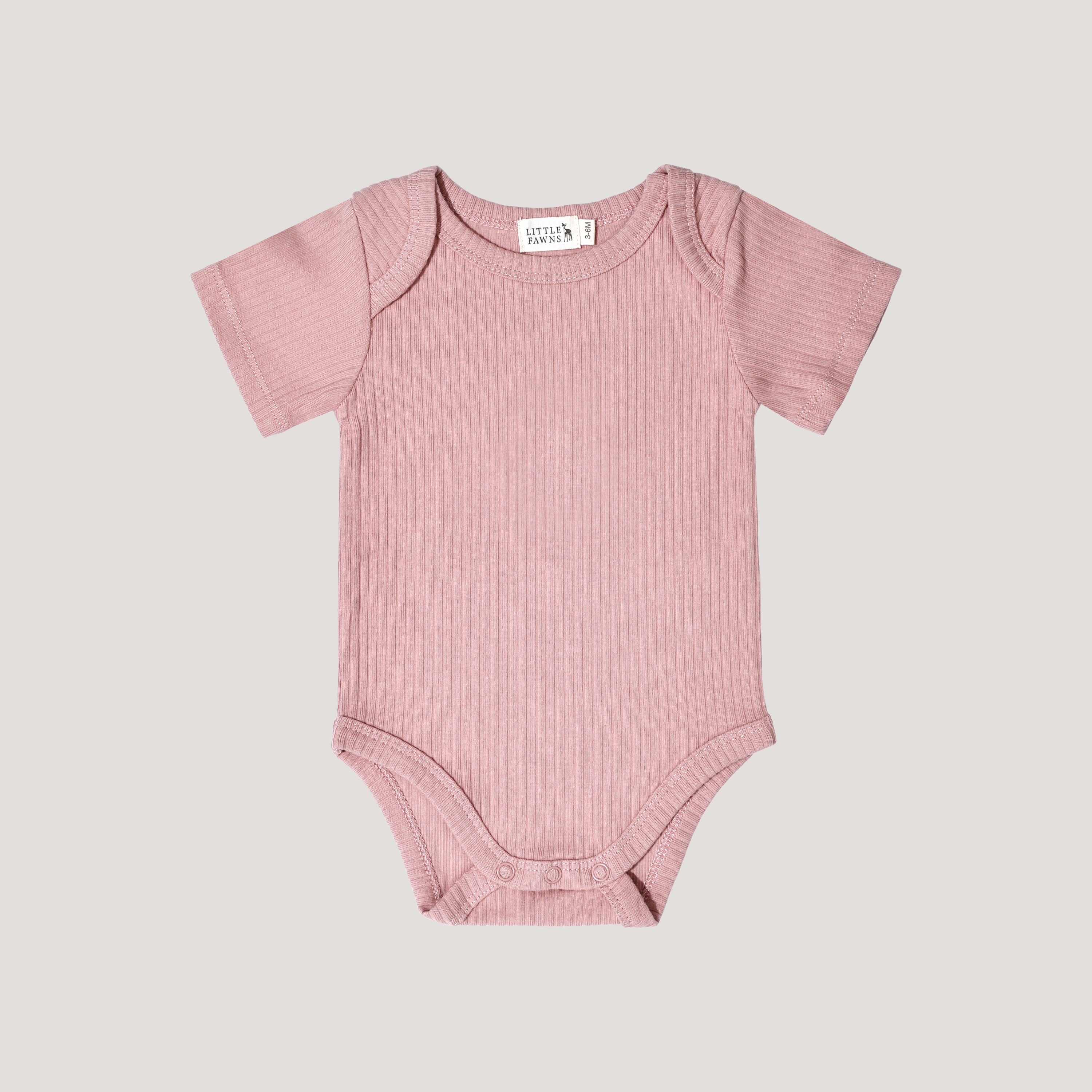 Ribbed Short Sleeve Romper & Ribbed Zip-Up Footed Romper (Dusty Pink)