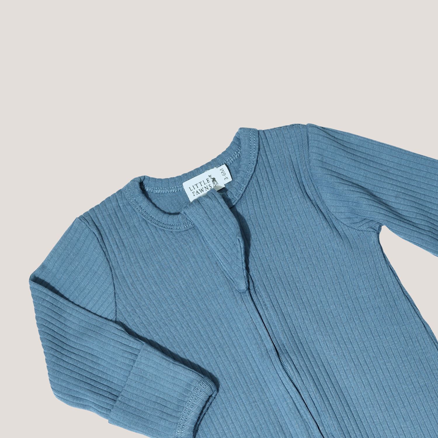 Ribbed Zip-Up Footed Sleepsuit in Emerald Blue