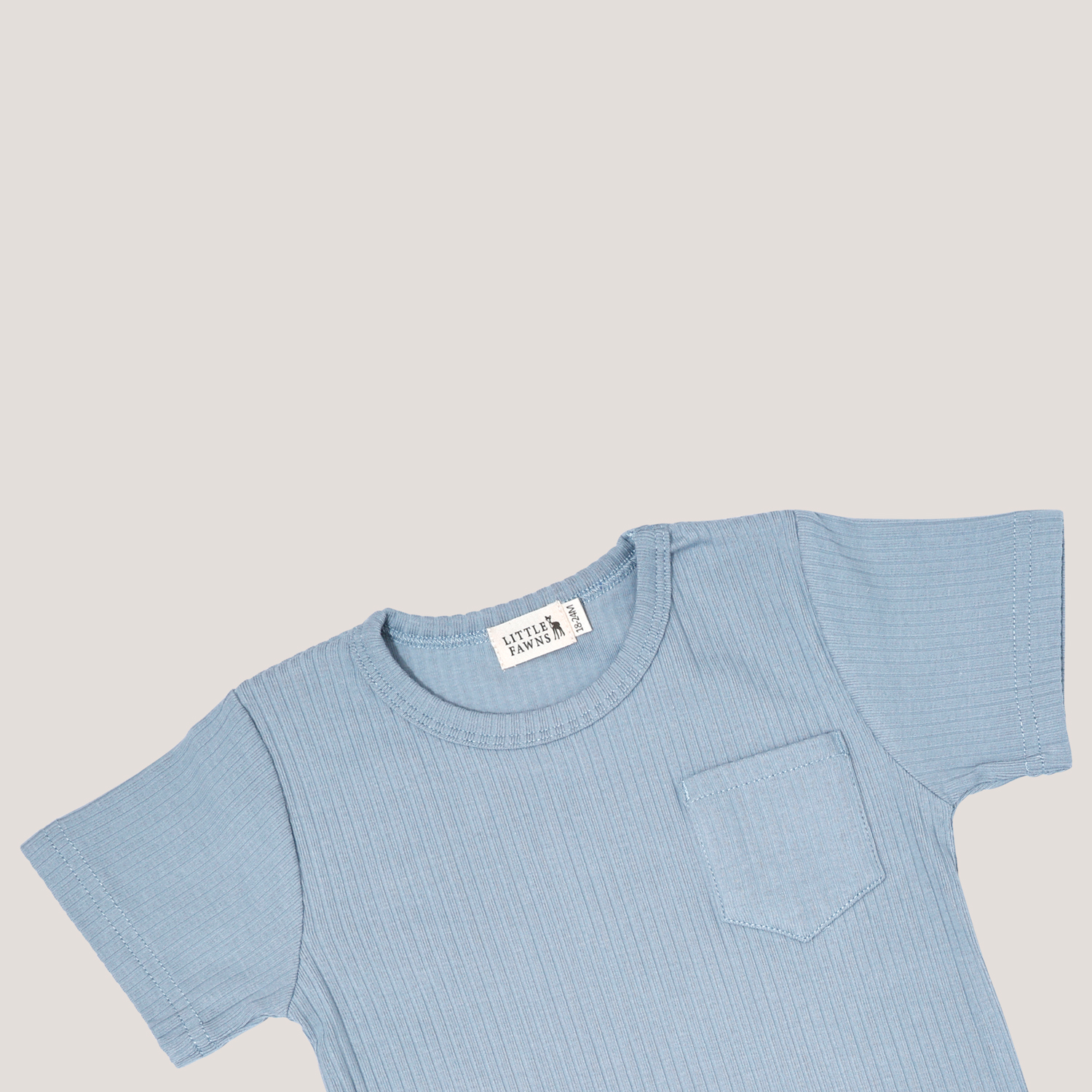 Ribbed Shirt & Short Set in Powder Blue