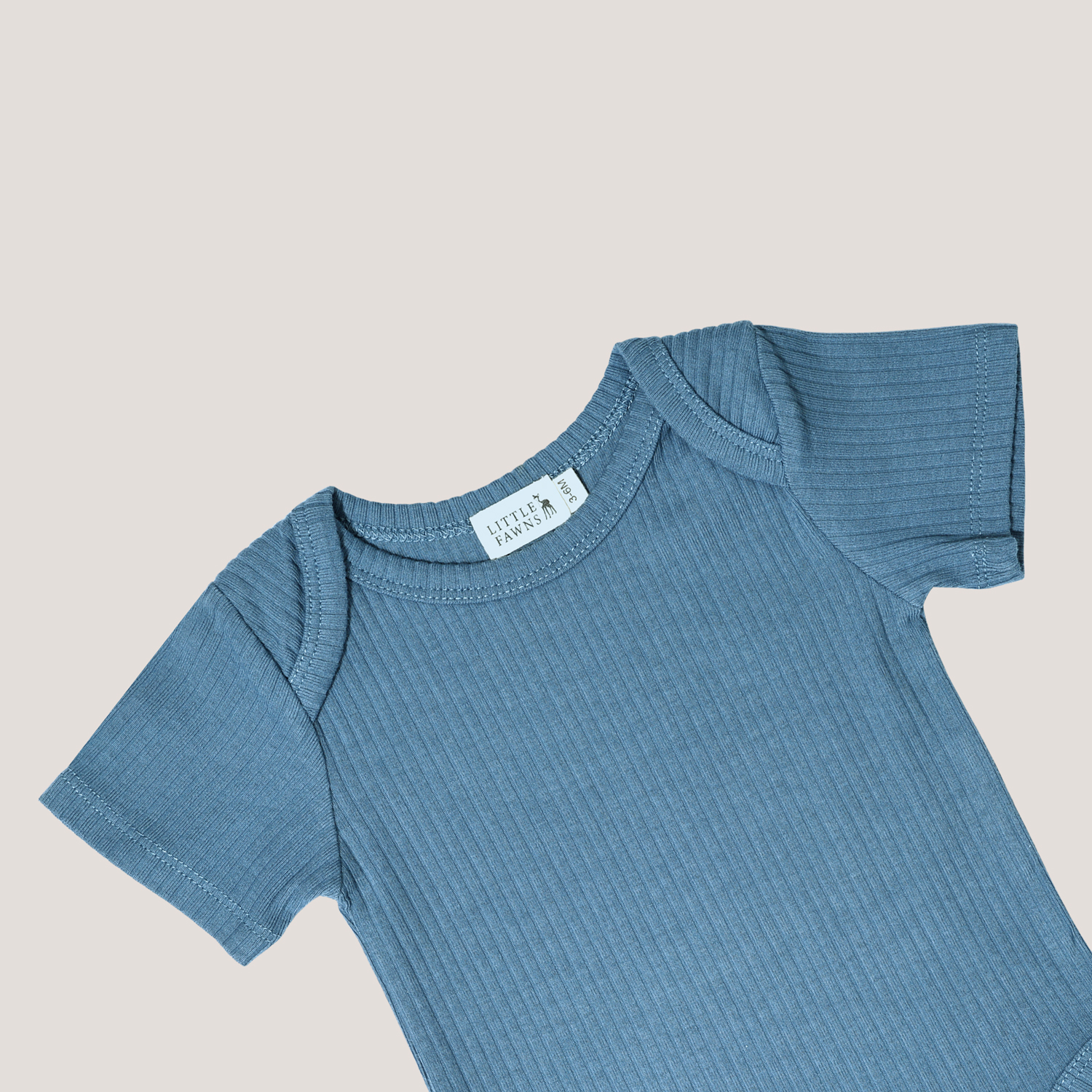 Ribbed Short Sleeve Romper in Emerald Blue