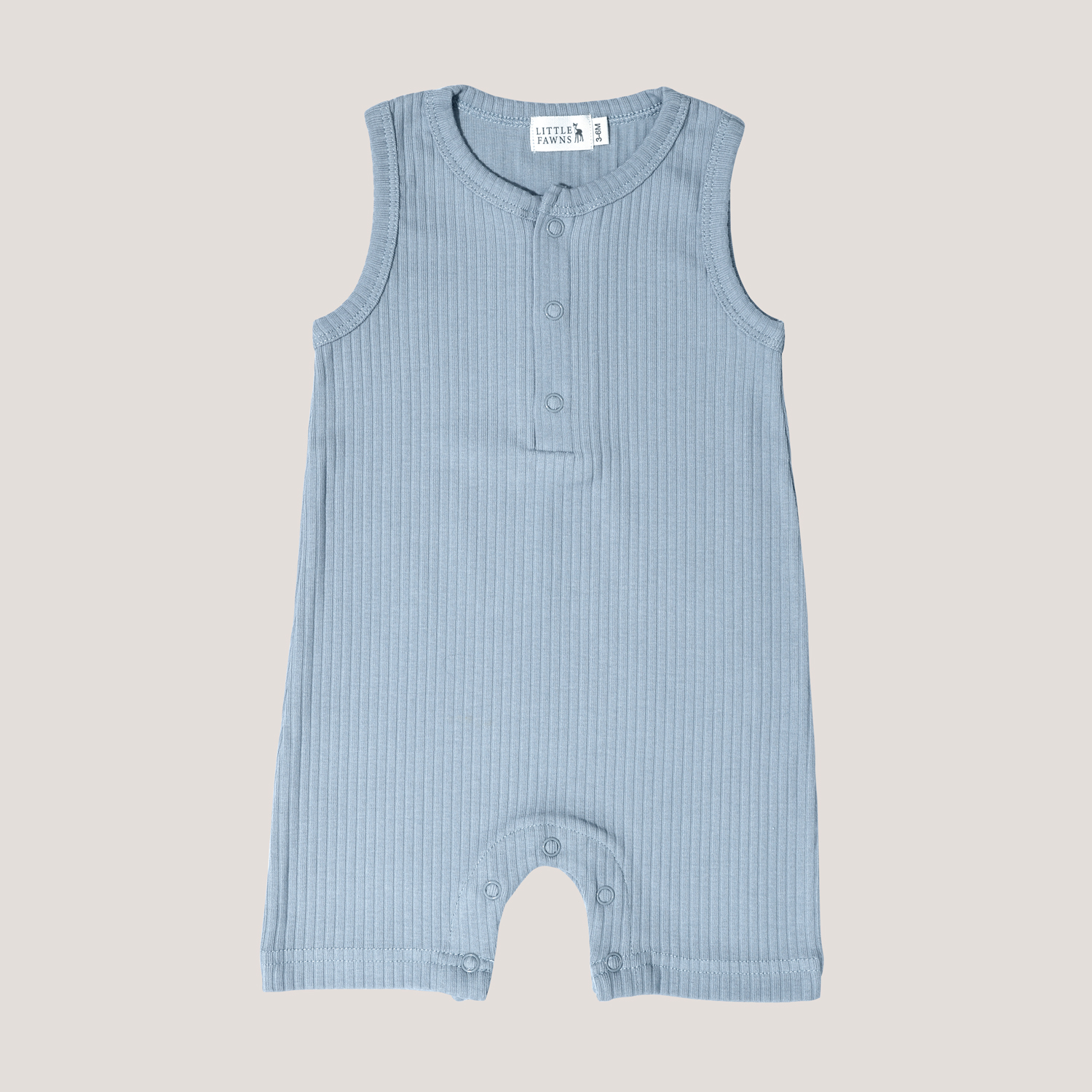 Ribbed Sleeveless Shorts Romper in Powder Blue