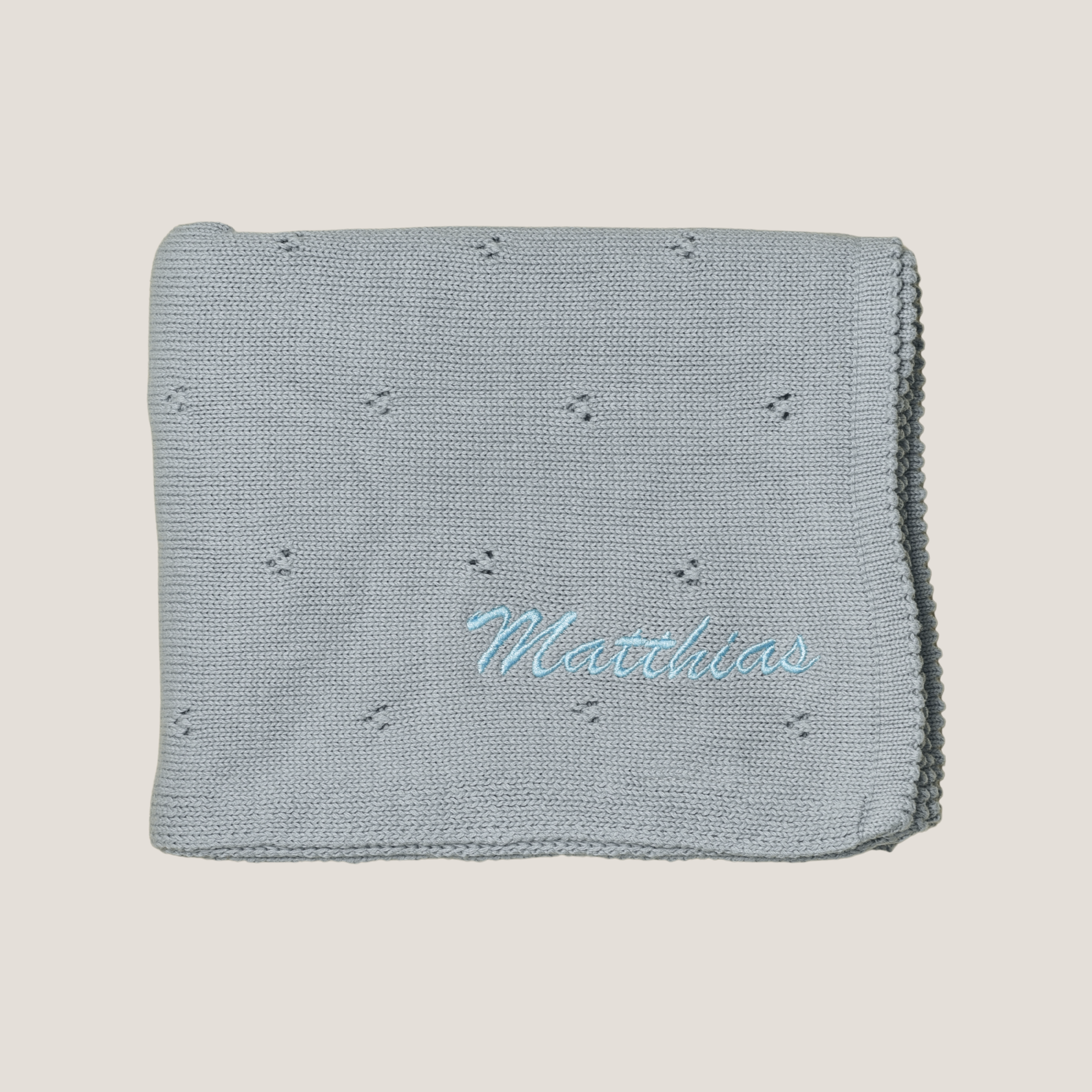 Pointelle Knitted Baby Blanket in Cloud Blue