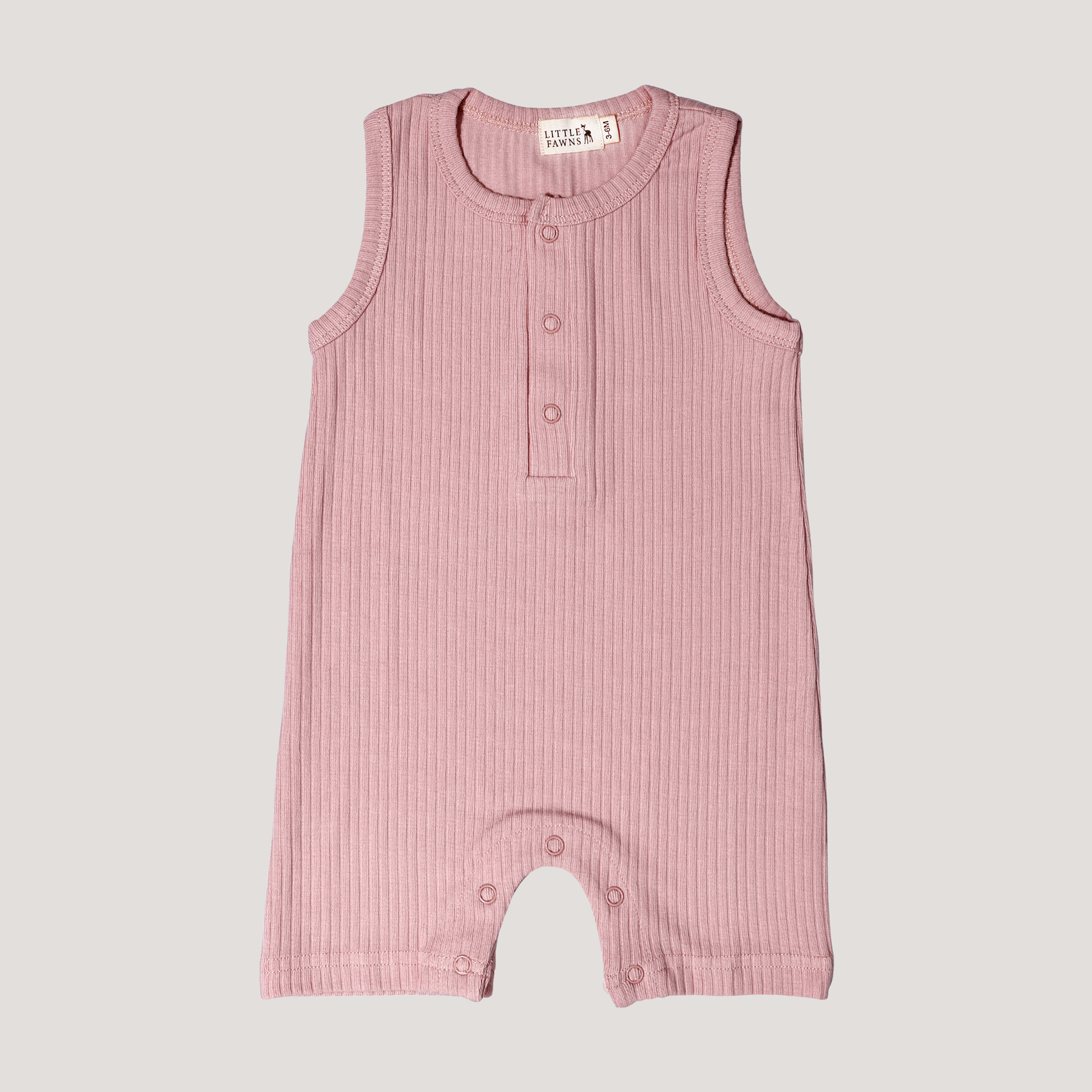 Ribbed Sleeveless Shorts Romper in Dusty pink