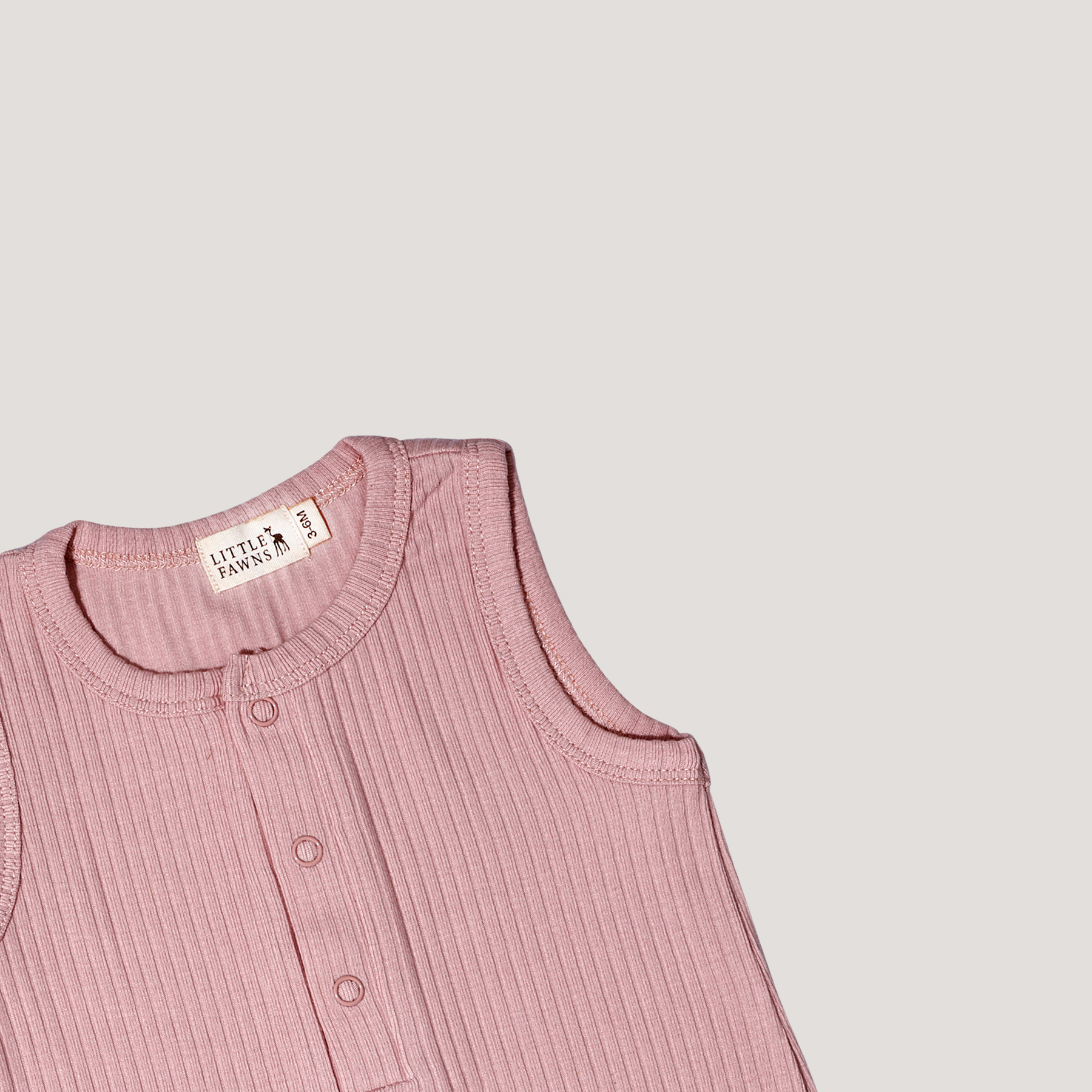 Ribbed Sleeveless Shorts Romper in Dusty pink