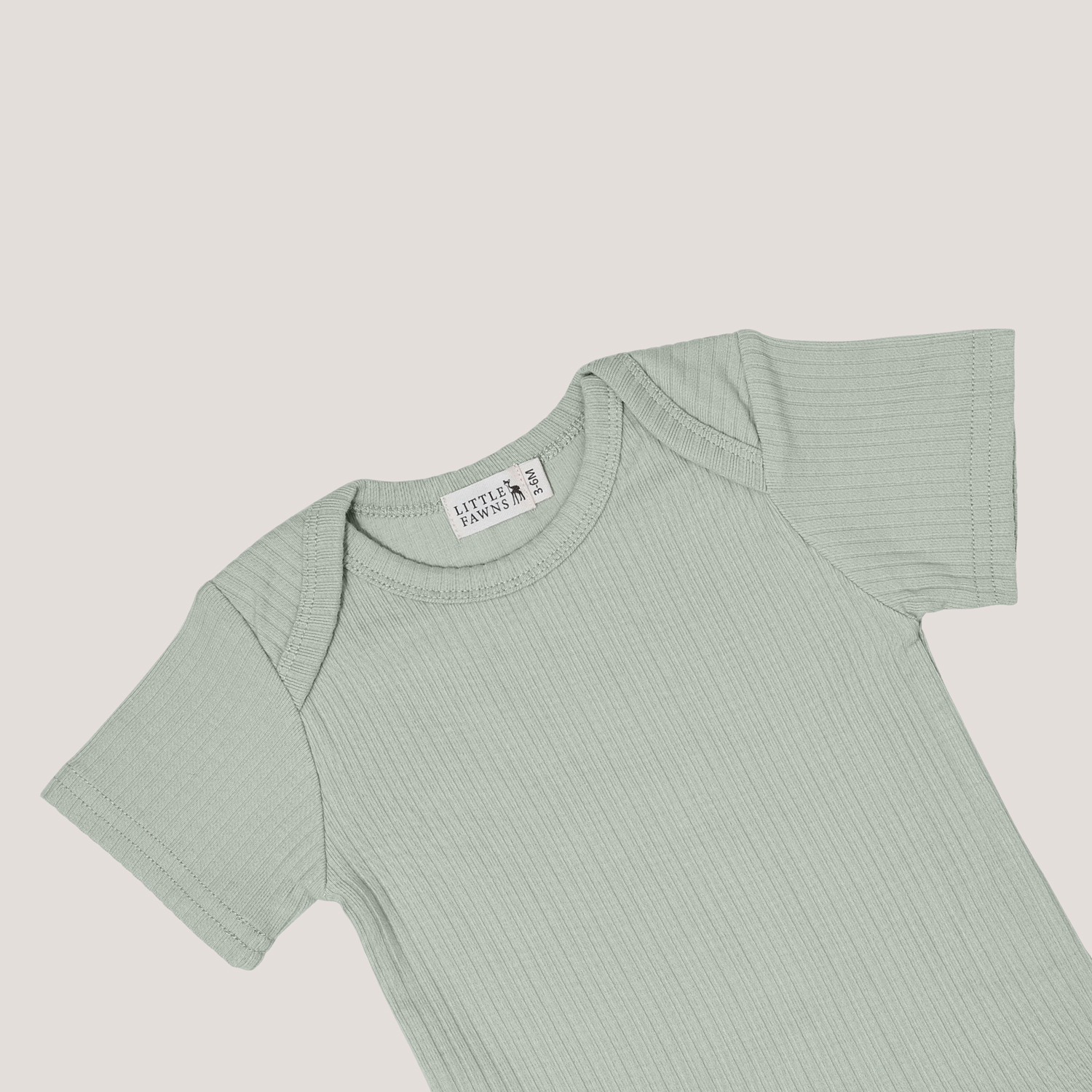 Ribbed Short Sleeve Romper in Mint Green