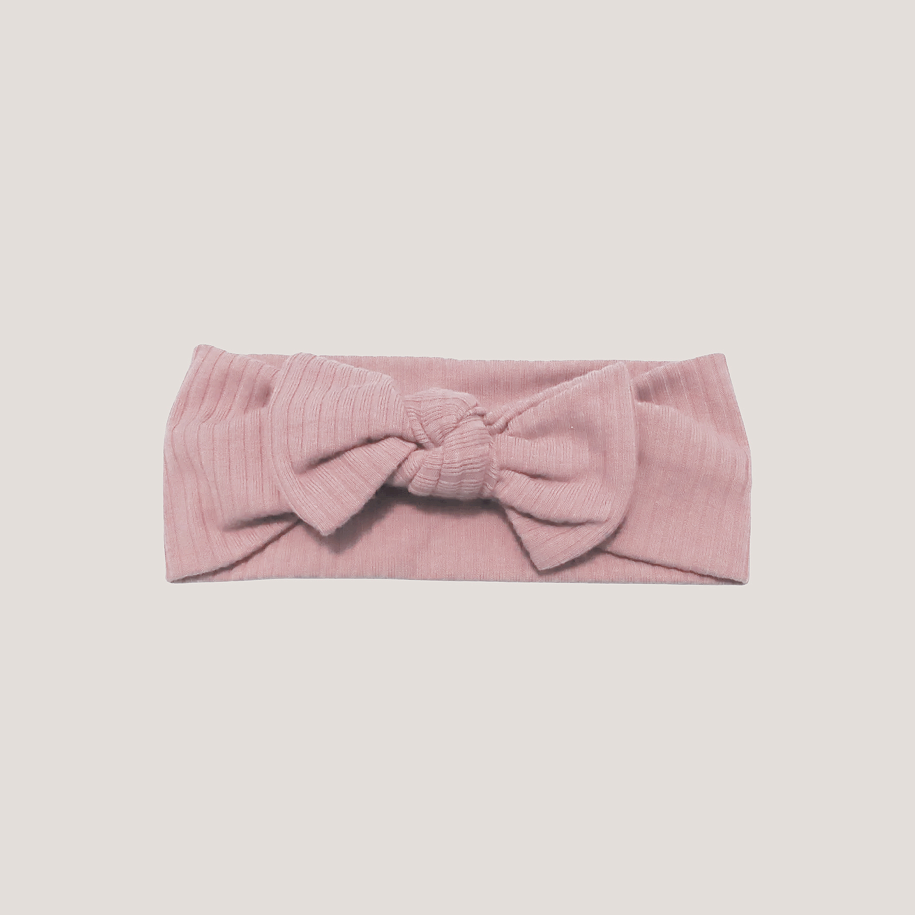Ribbed Baby Bow Headband in Pink Blush
