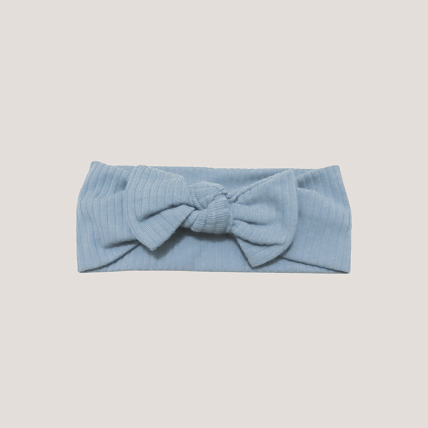 Ribbed Baby Bow Headband in Powder Blue