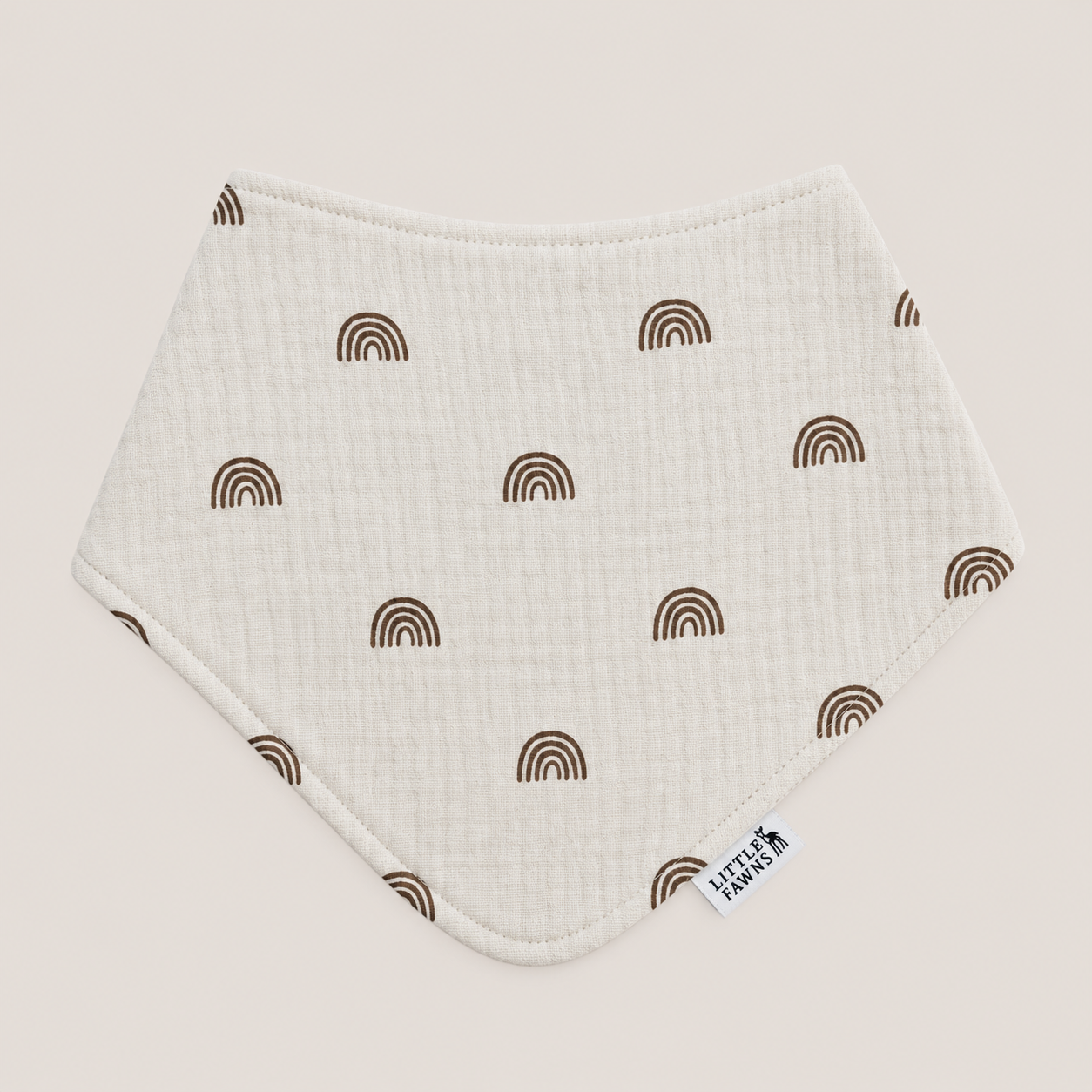 Organic Cotton Bib in Ivory Beige Rainbow