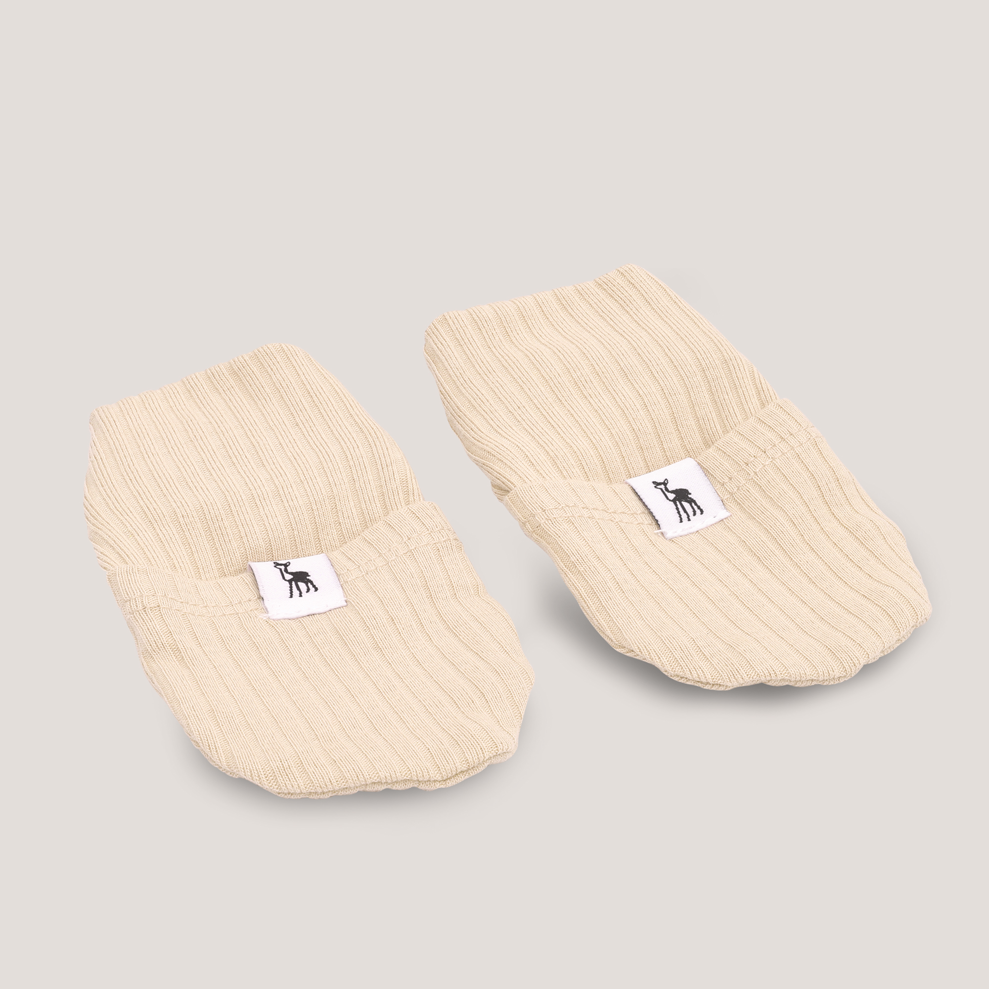 Ribbed Baby Mittens in Daffodil (Button)