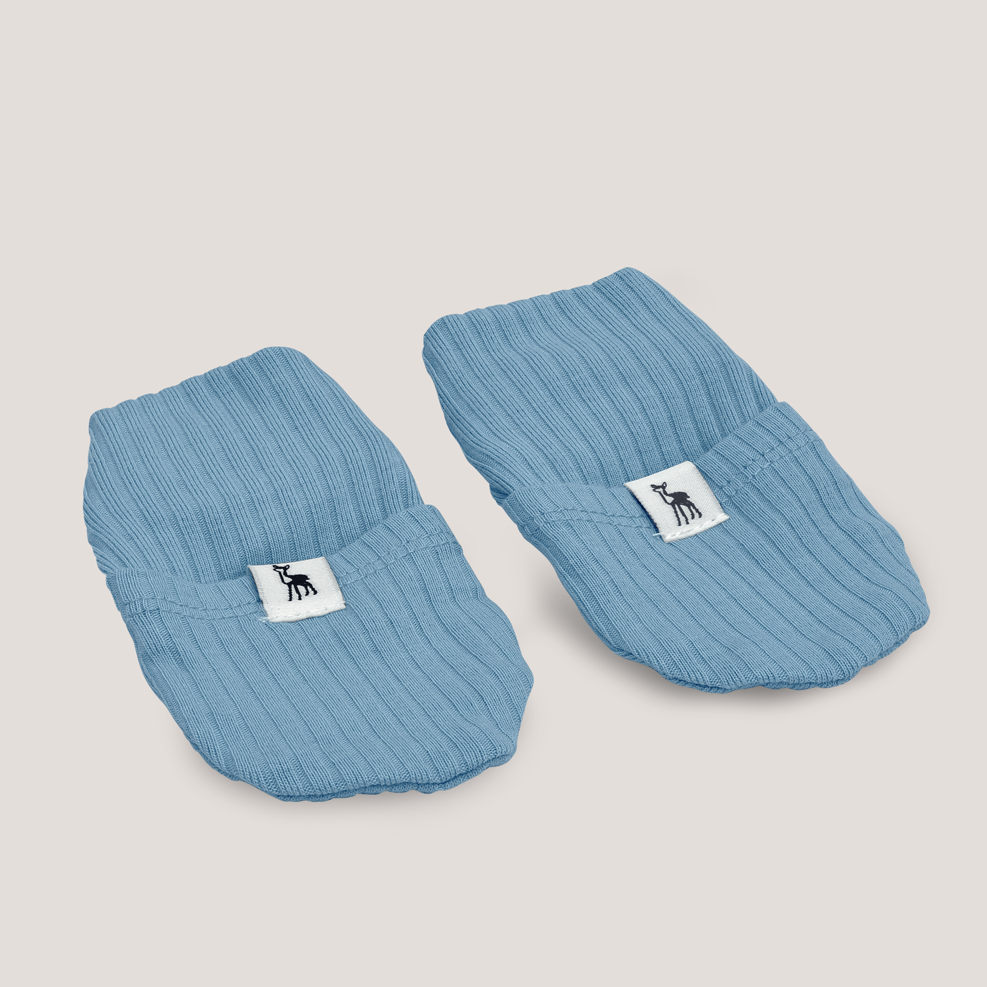 Ribbed Baby Mittens in Emerald Blue (Button)