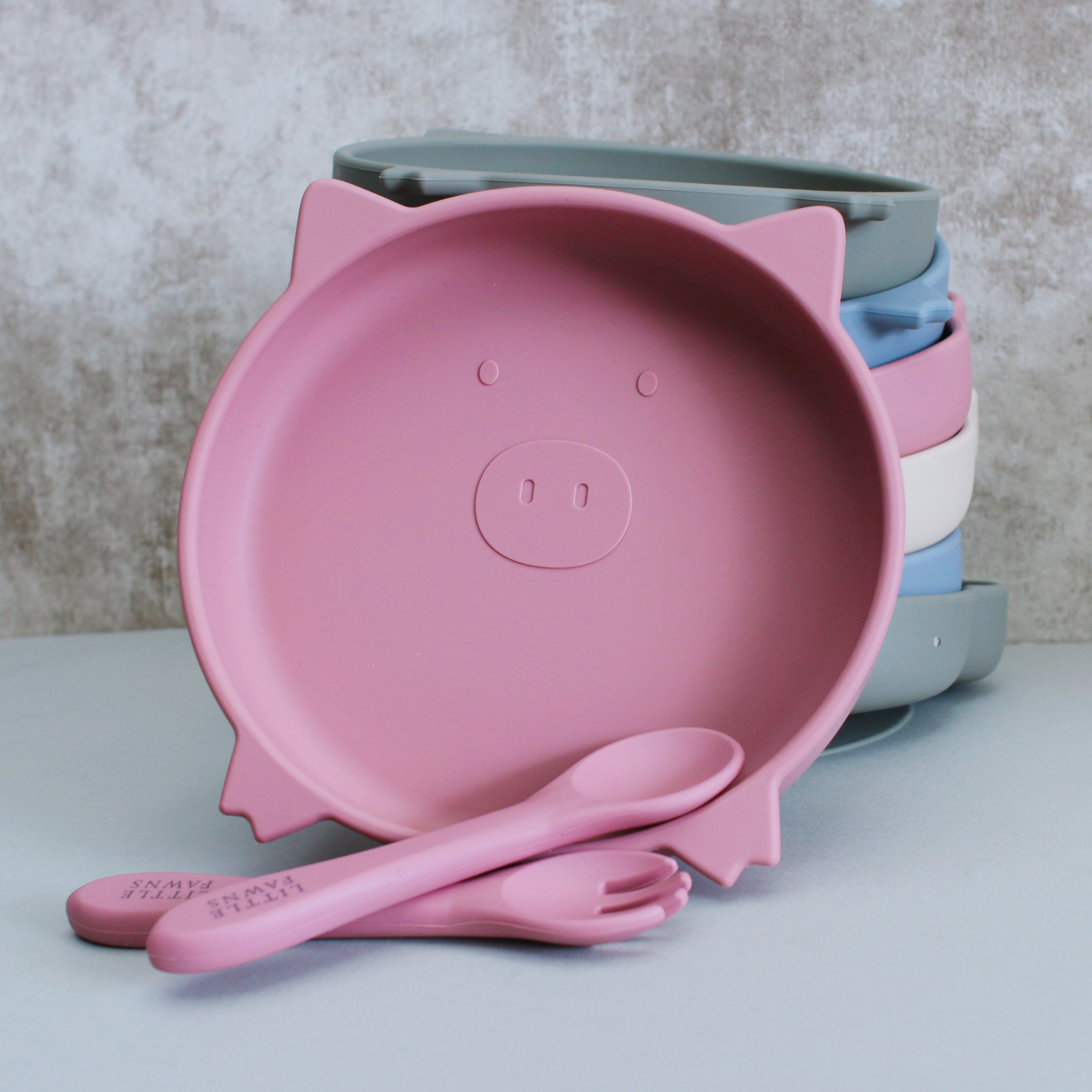 Silicone Suction Pig Plate in Dusty Pink