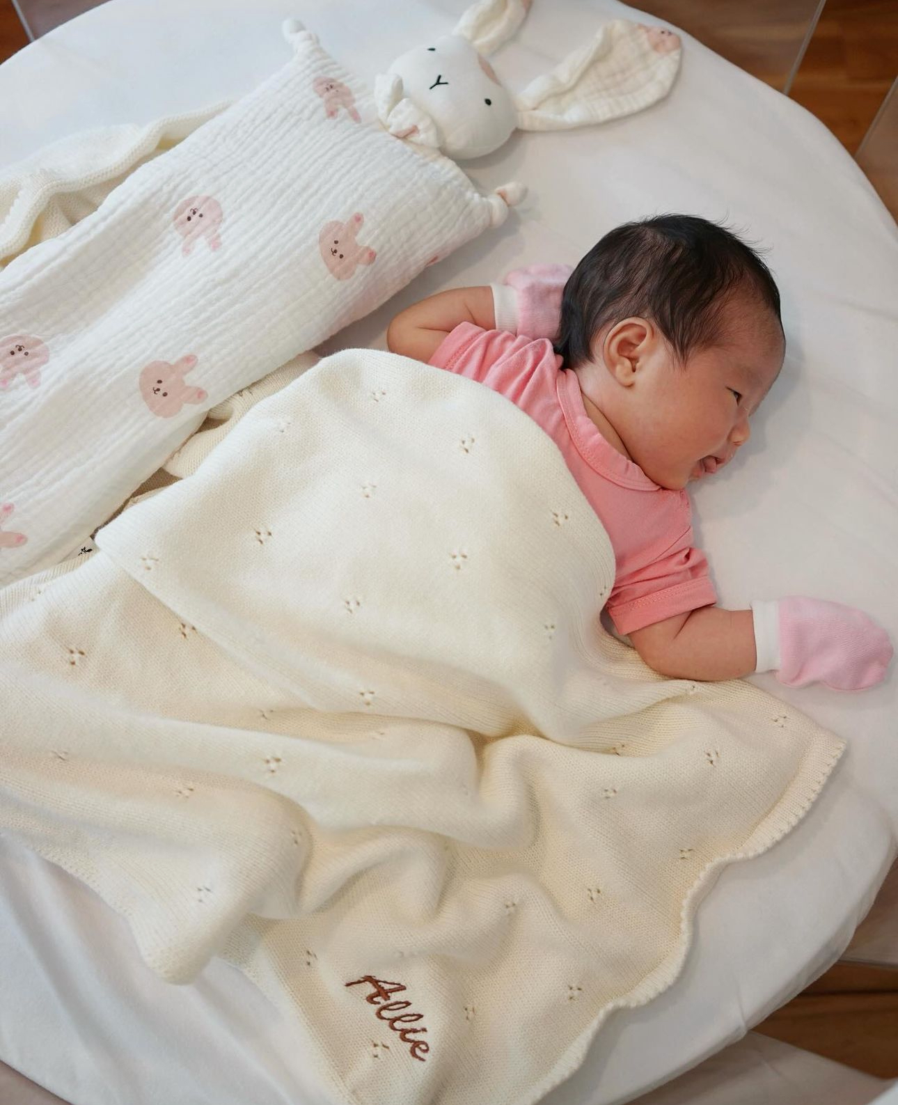 Pointelle Knitted Baby Blanket in Marshmallow