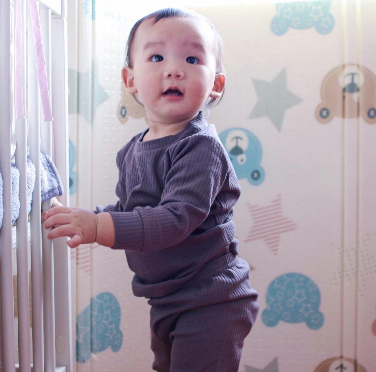 Ribbed 2 Piece Sleepwear in Dark Truffle