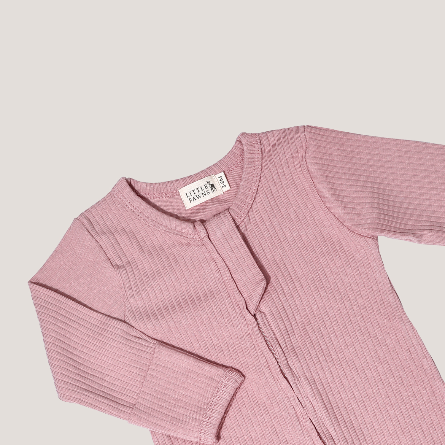 Ribbed Short Sleeve Romper & Ribbed Zip-Up Footed Romper (Dusty Pink)