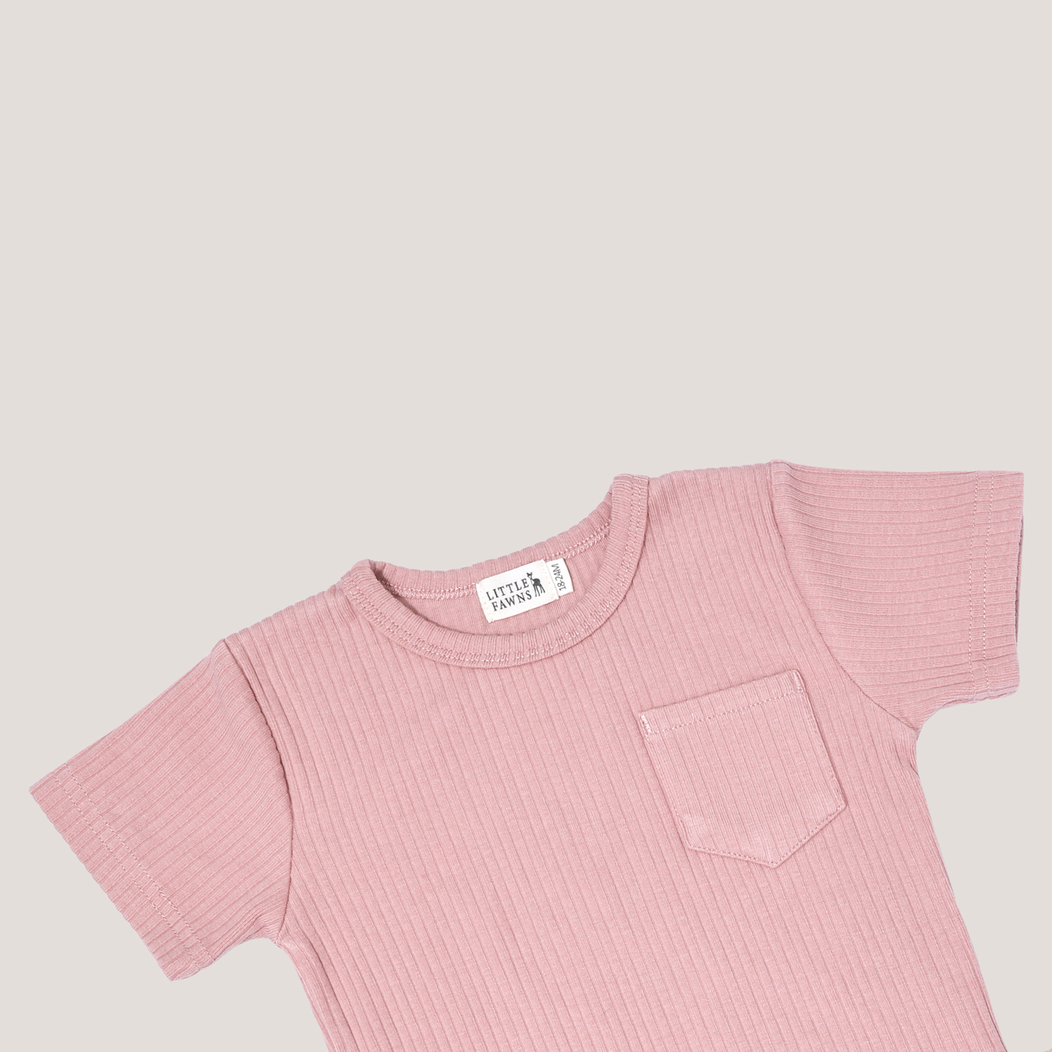 Ribbed Shirt & Short Set in Dusty Pink