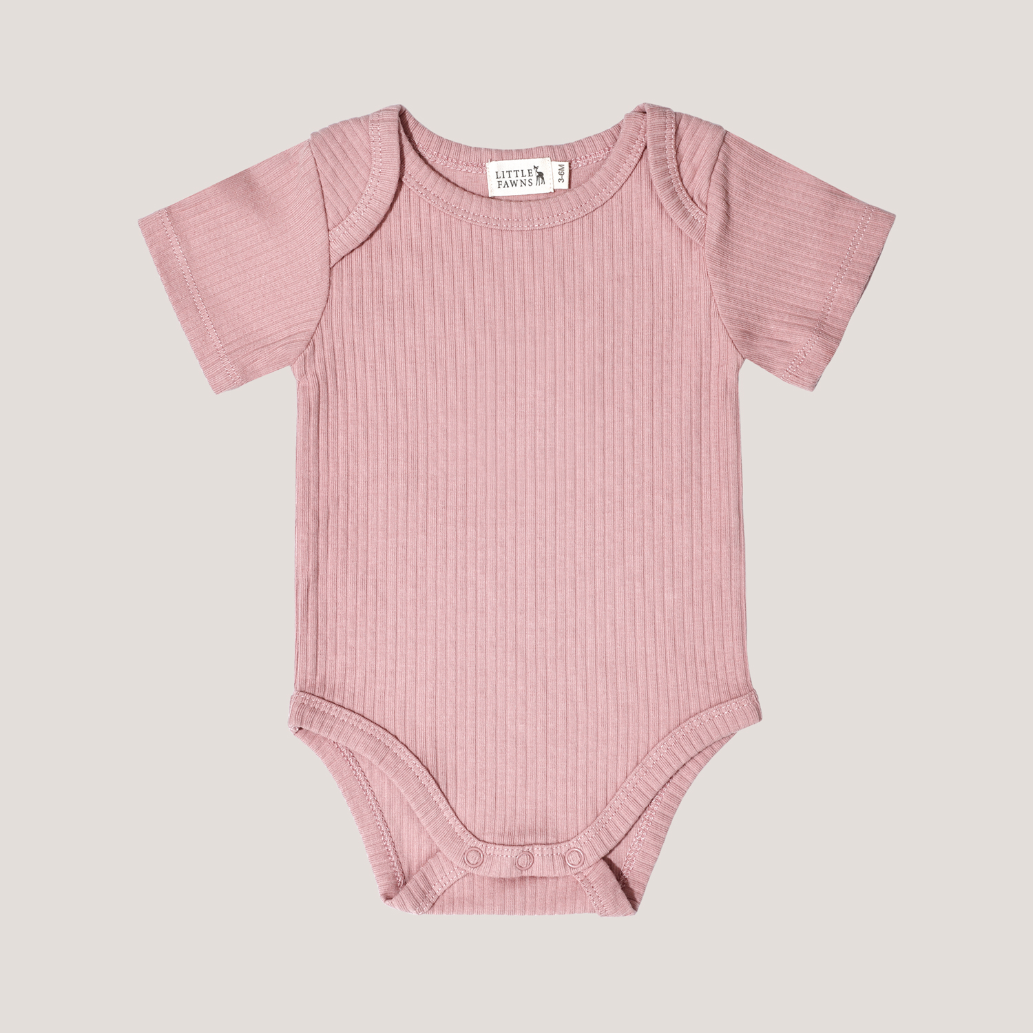 Ribbed Short Sleeve Romper in Dusty Pink
