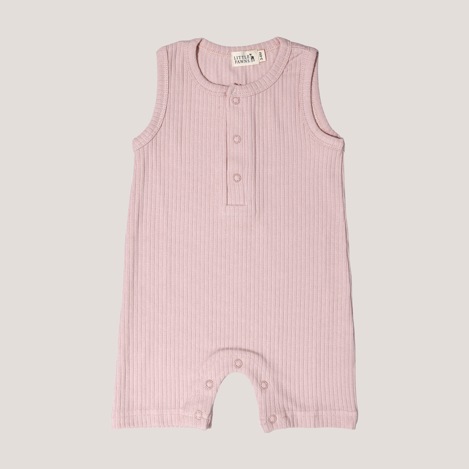 Ribbed Sleeveless Shorts Romper in Pink Blush