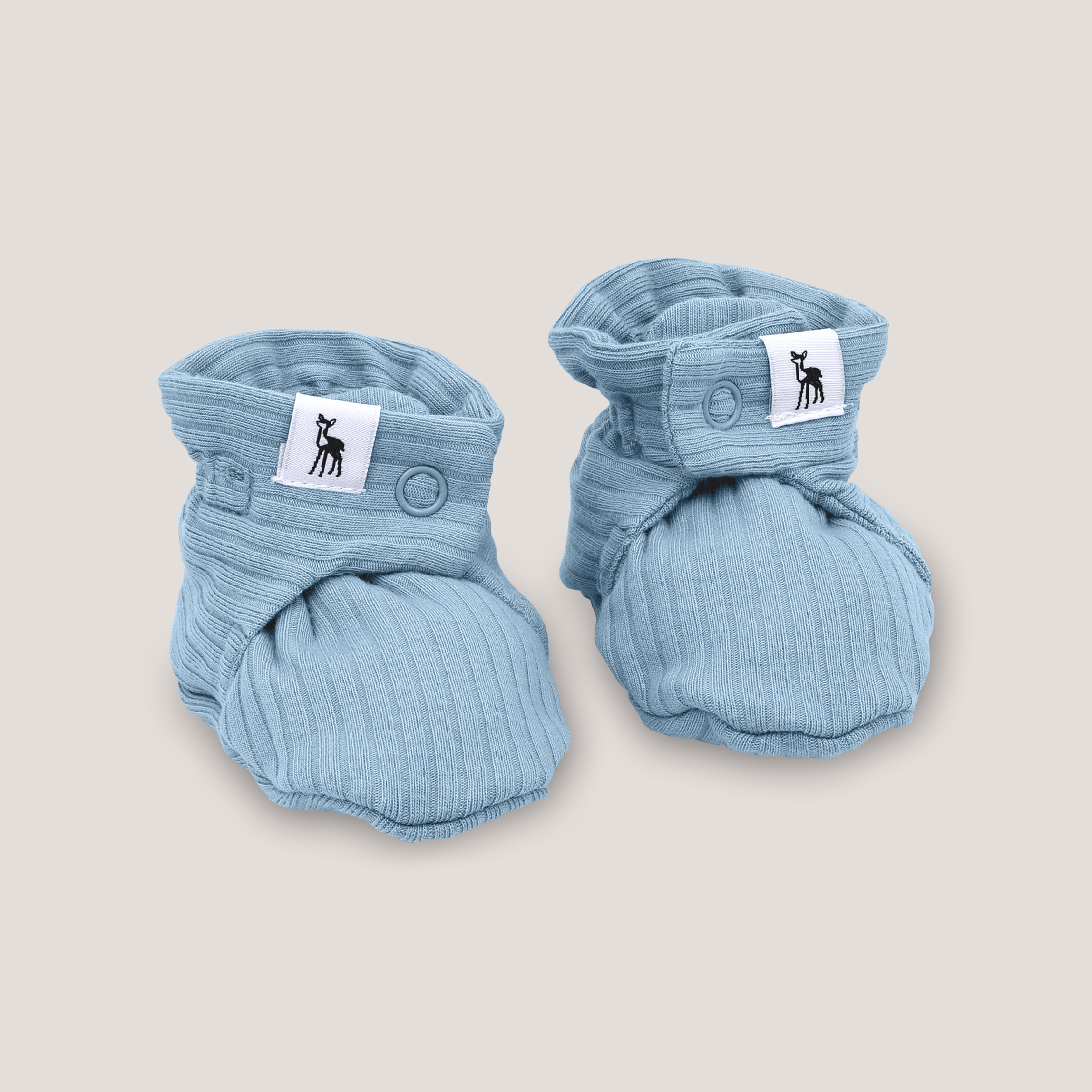 Ribbed Baby Booties in Powder Blue (Button)