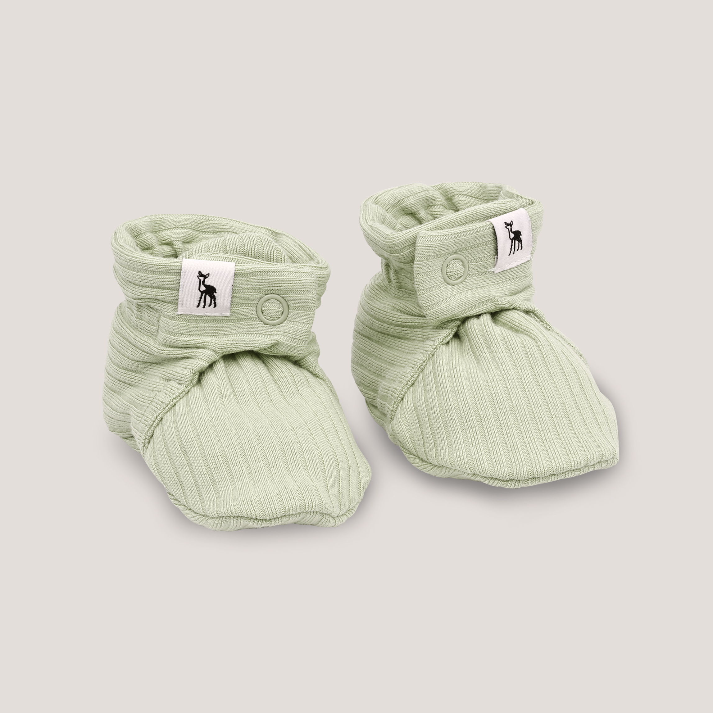 Ribbed Baby Booties in Mint Green (Button)