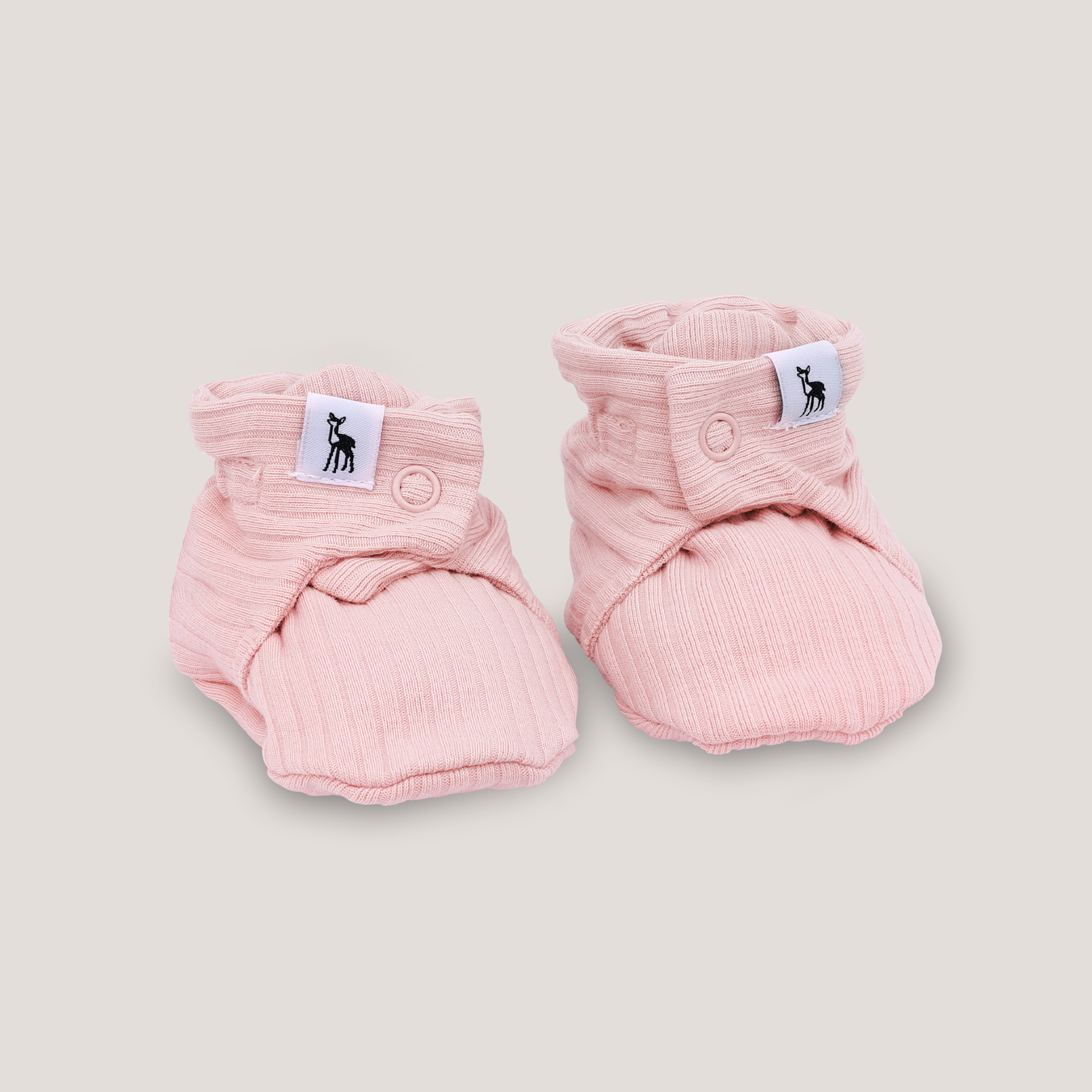 Ribbed Baby Booties in Pink Blush (Button)