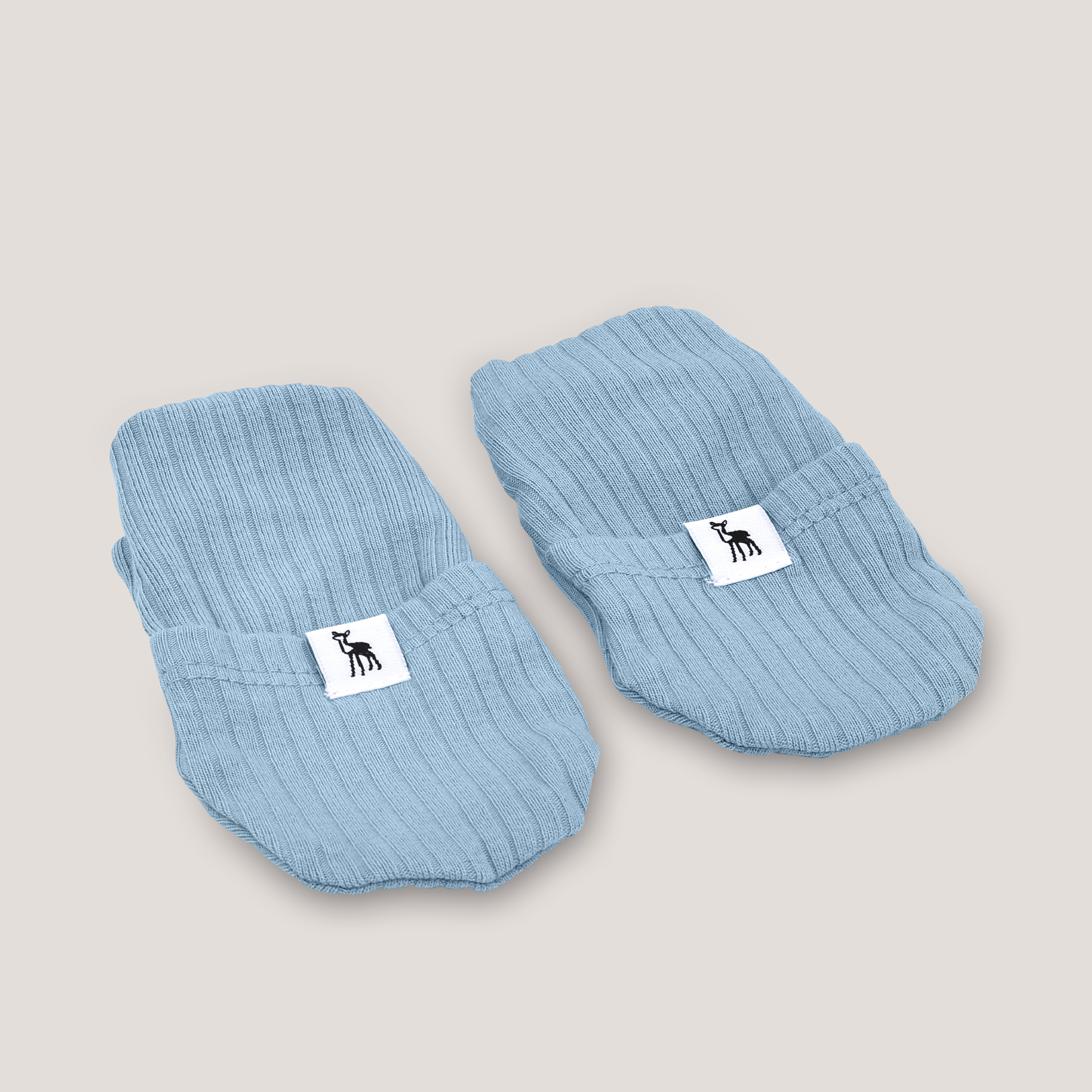 Ribbed Baby Mittens in Powder Blue (Button)