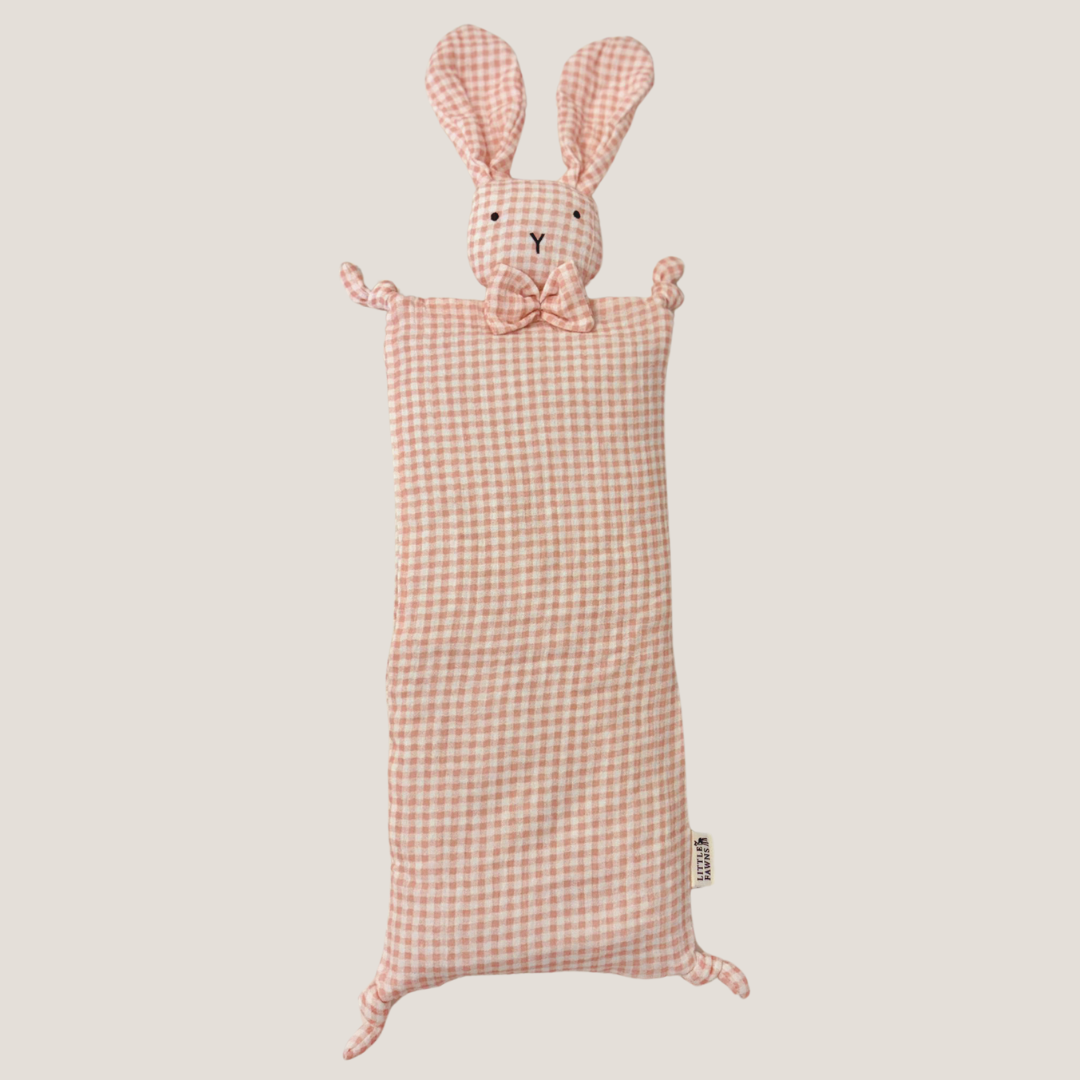 Snuggly Bunny Beansprout Husk Pillow in Checked Coral