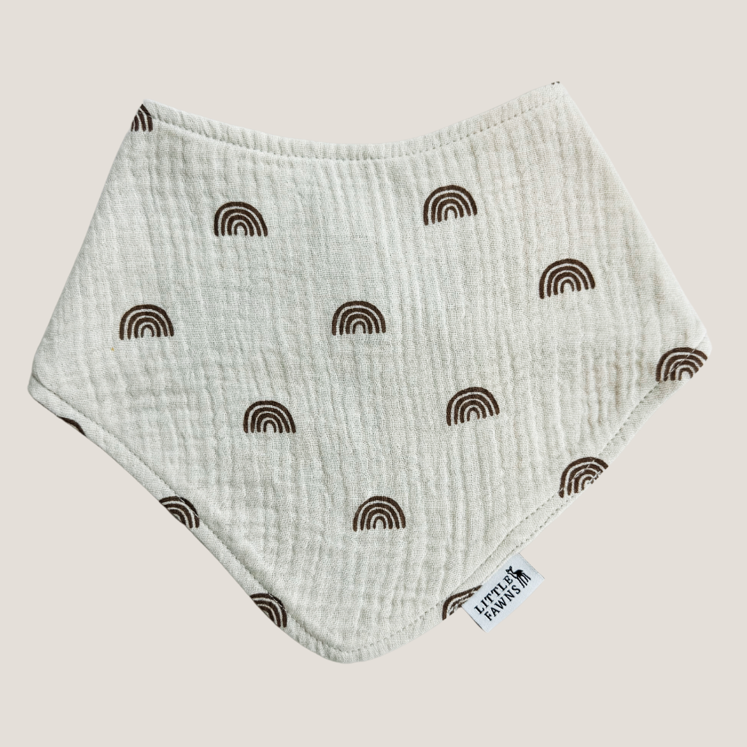 Organic Cotton Bib in Ivory Beige Rainbow