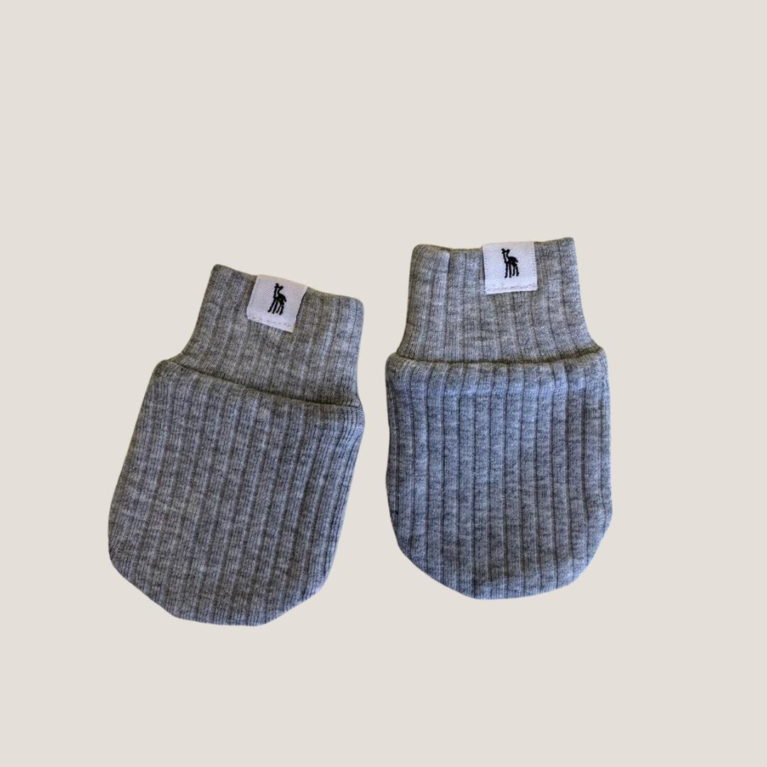 Ribbed Baby Mittens in Classic Grey