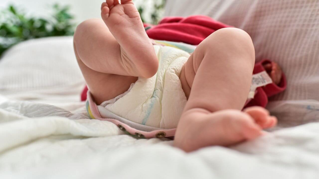 Newborn in a diaper