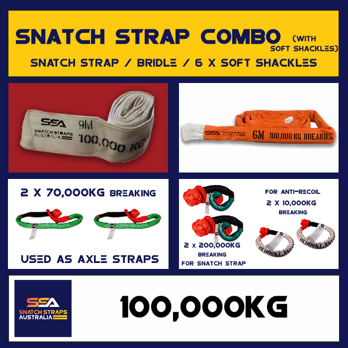 SSA Snatch Strap Combo 100Tonne or 100,000kgs with SOFT SHACKLES