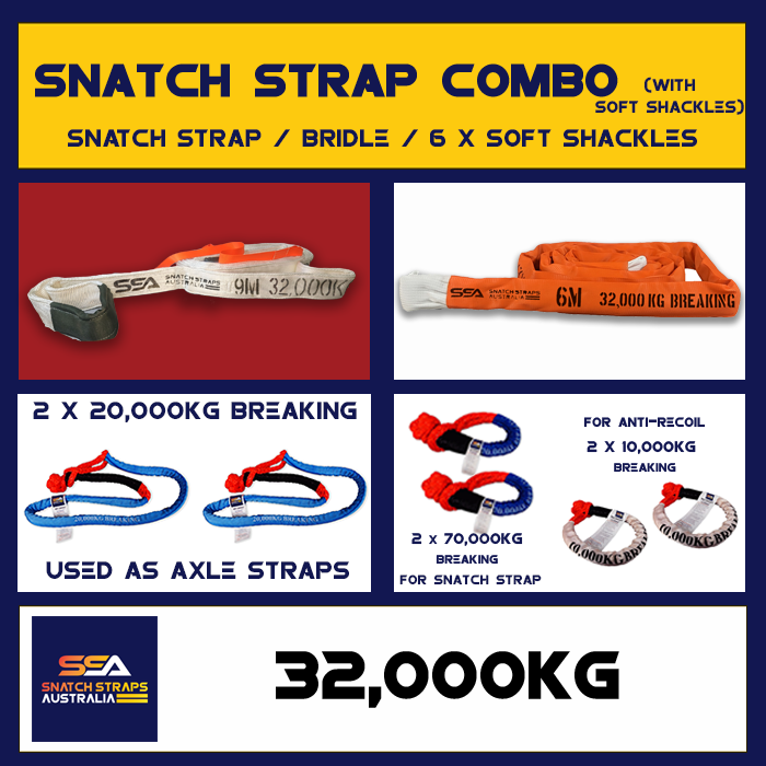 SSA Snatch Strap Combo 32Tonne or 32,000kgs with SOFT SHACKLES