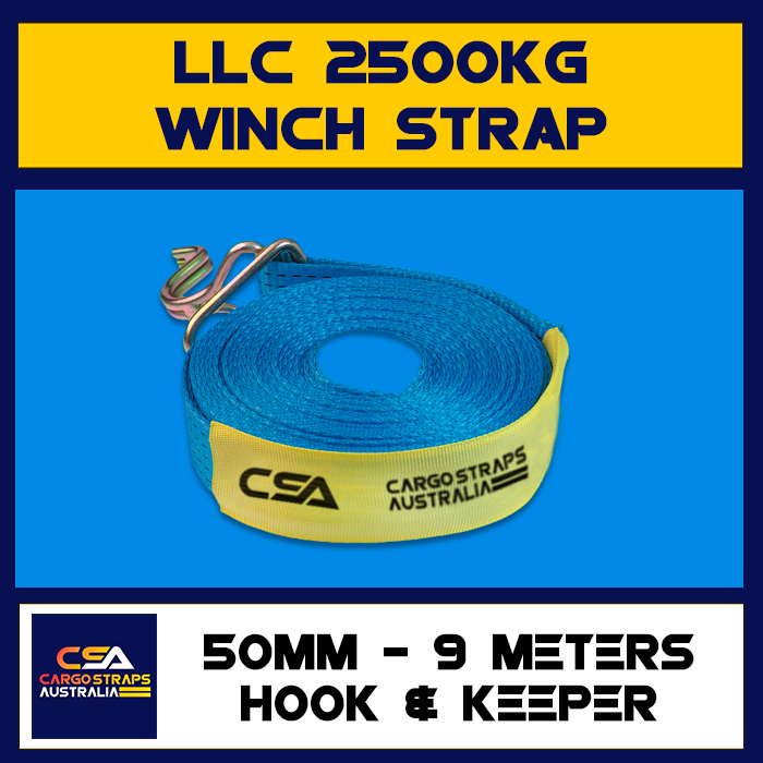CSA Winch Strap 50mm LLC2500kg H/K 9M (STRAP ONLY)