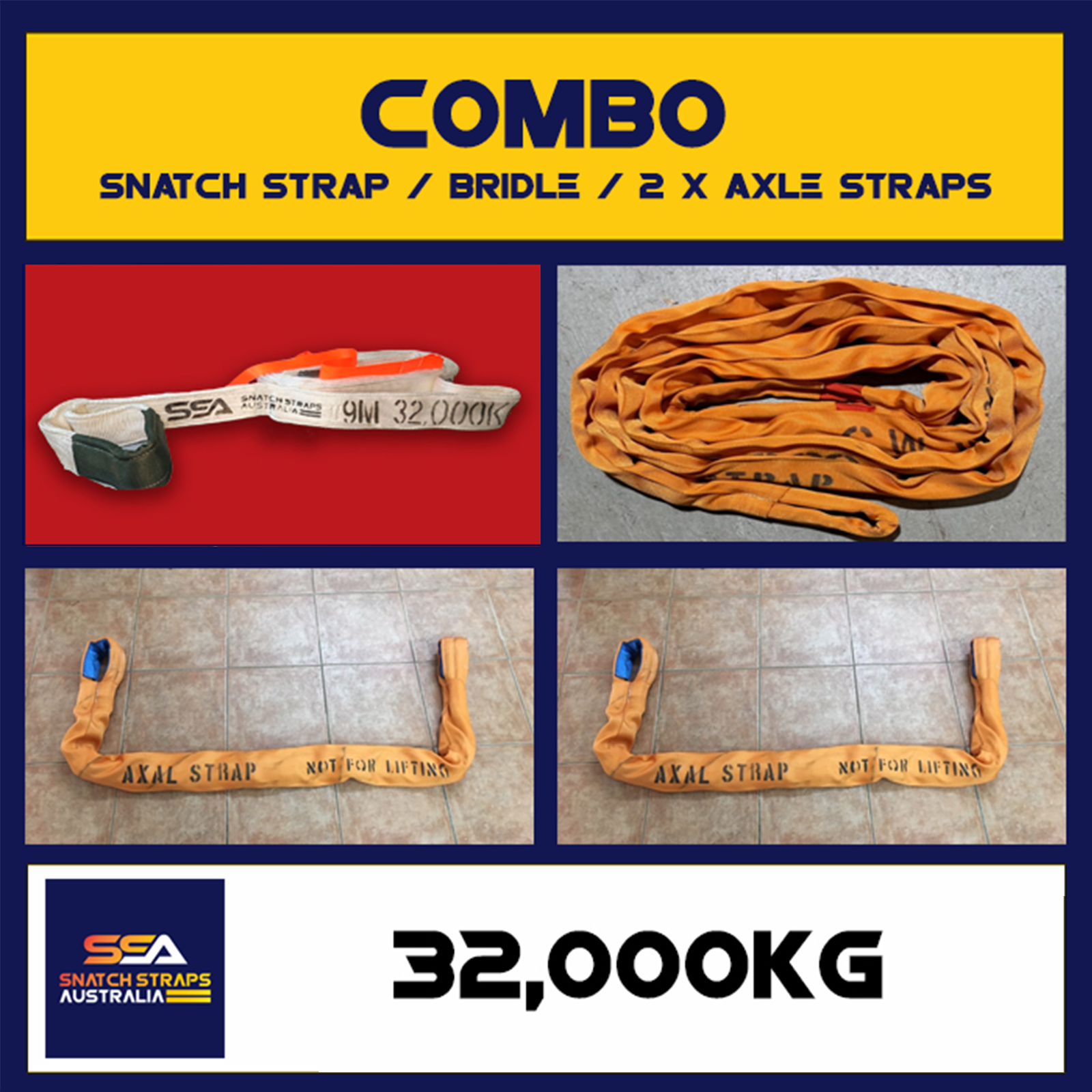SSA Snatch Straps Combo 32Tonne or 32000kgs