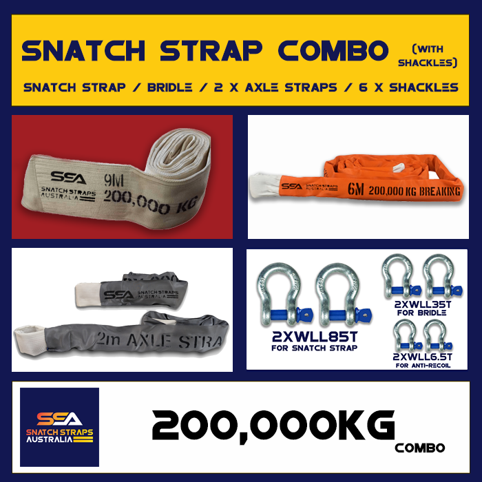 SSA Snatch Strap Combo 200Tonne or 200000kgs with Shackle Pack