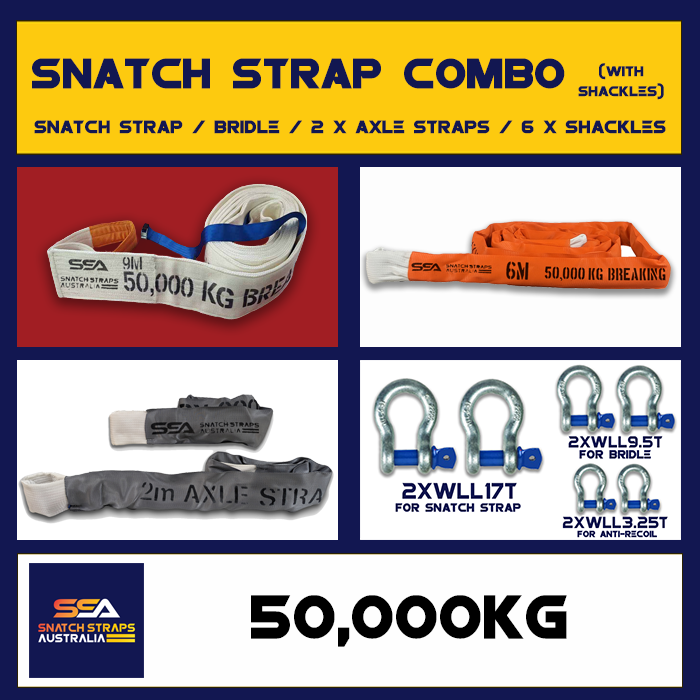 SSA Snatch Strap Combo 50Tonne or 50000kgs incl. SHACKLE PACK