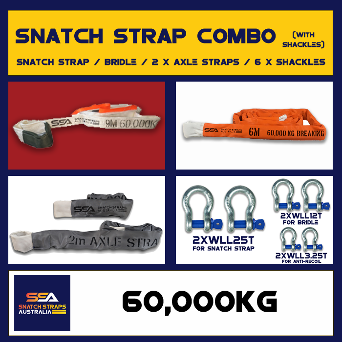 SSA Snatch Strap Combo 60Tonne or 60000kgs incl. SHACKLE PACK