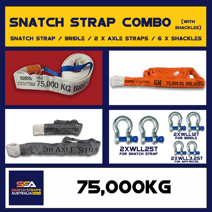 SSA Snatch Strap Combo 75Tonne or 75000kgs with SHACKLE PACK