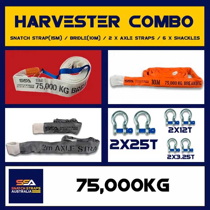 SSA Snatch Strap Combo Harvester 75Tonne or 75000kgs 15Meters