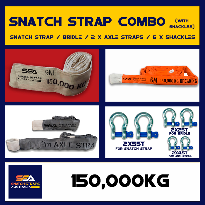 SSA Snatch Strap Combo 150Tonne or 150000kgs with Shackle Pack