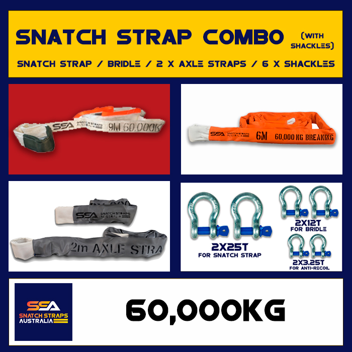 SSA Snatch Strap Combo 60Tonne or 60000kgs with SHACKLE PACK