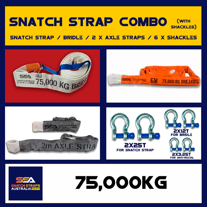 SSA Snatch Strap Combo 75Tonne or 75000kgs with SHACKLE PACK