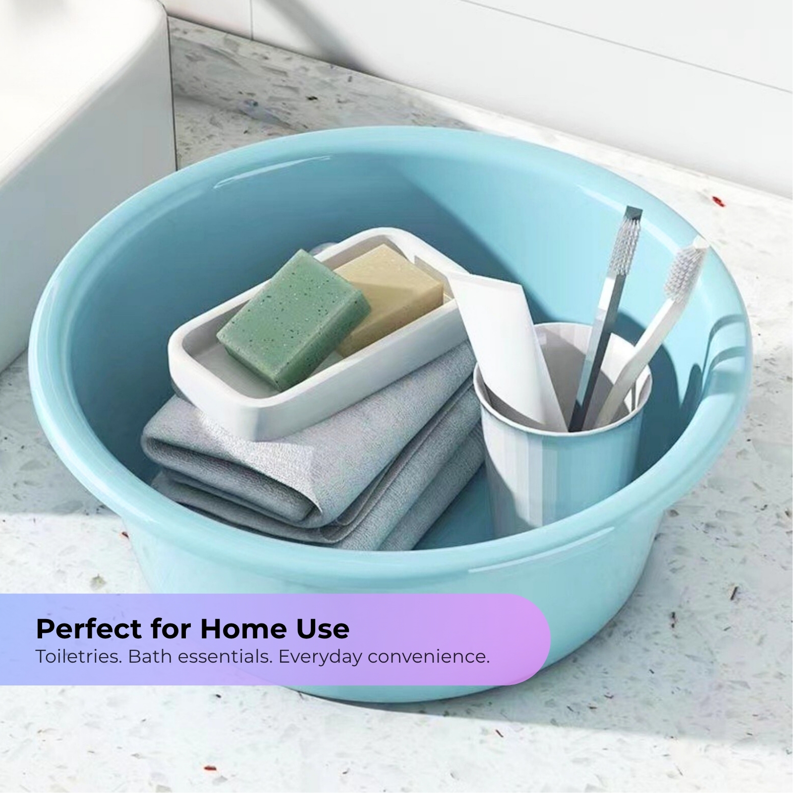 KJB Plastic Rounded Basin Tub - High Quality PP Multipurpose Washing & Cleaning - 33cm | 36cm | 39cm