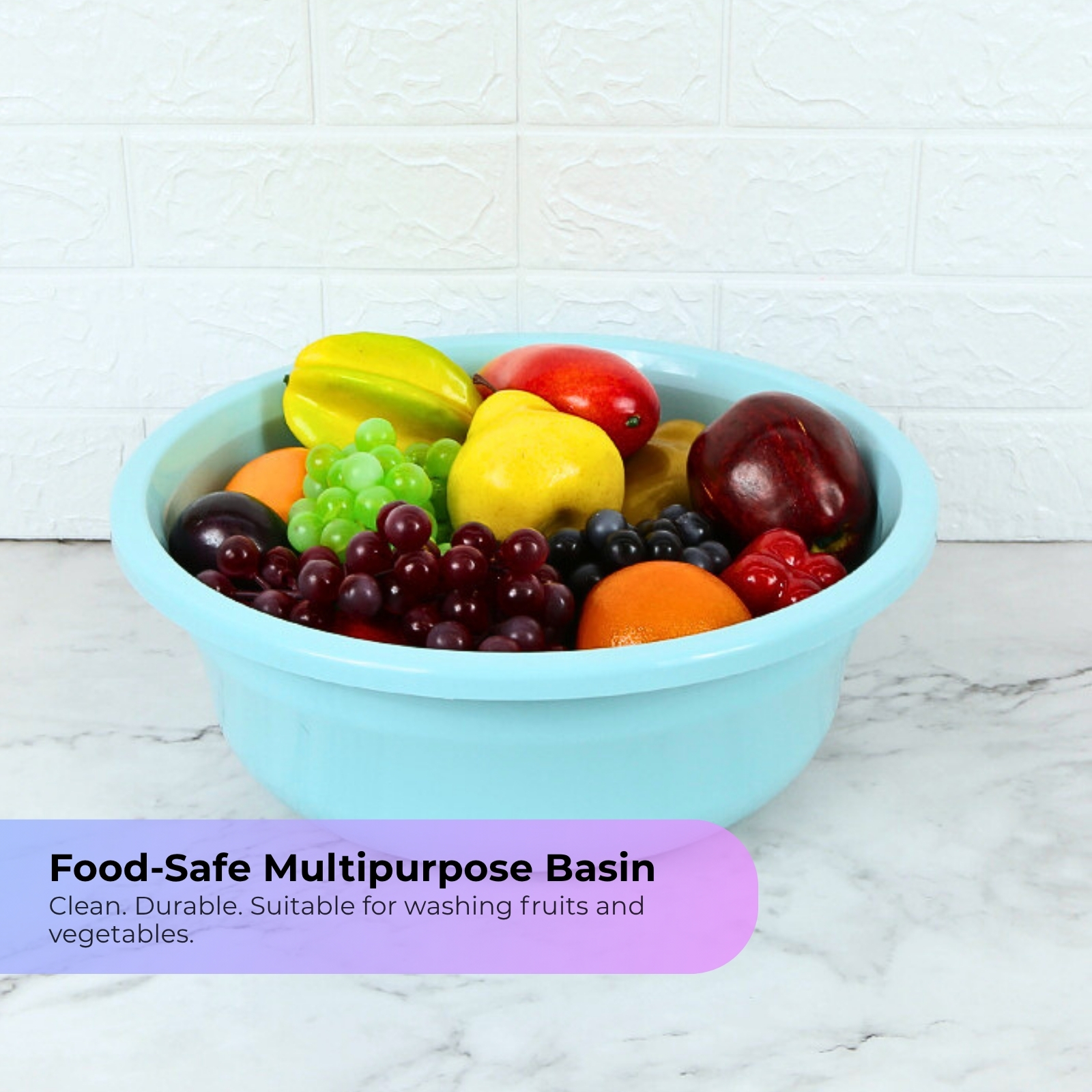 KJB Plastic Rounded Basin Tub - High Quality PP Multipurpose Washing & Cleaning - 33cm | 36cm | 39cm