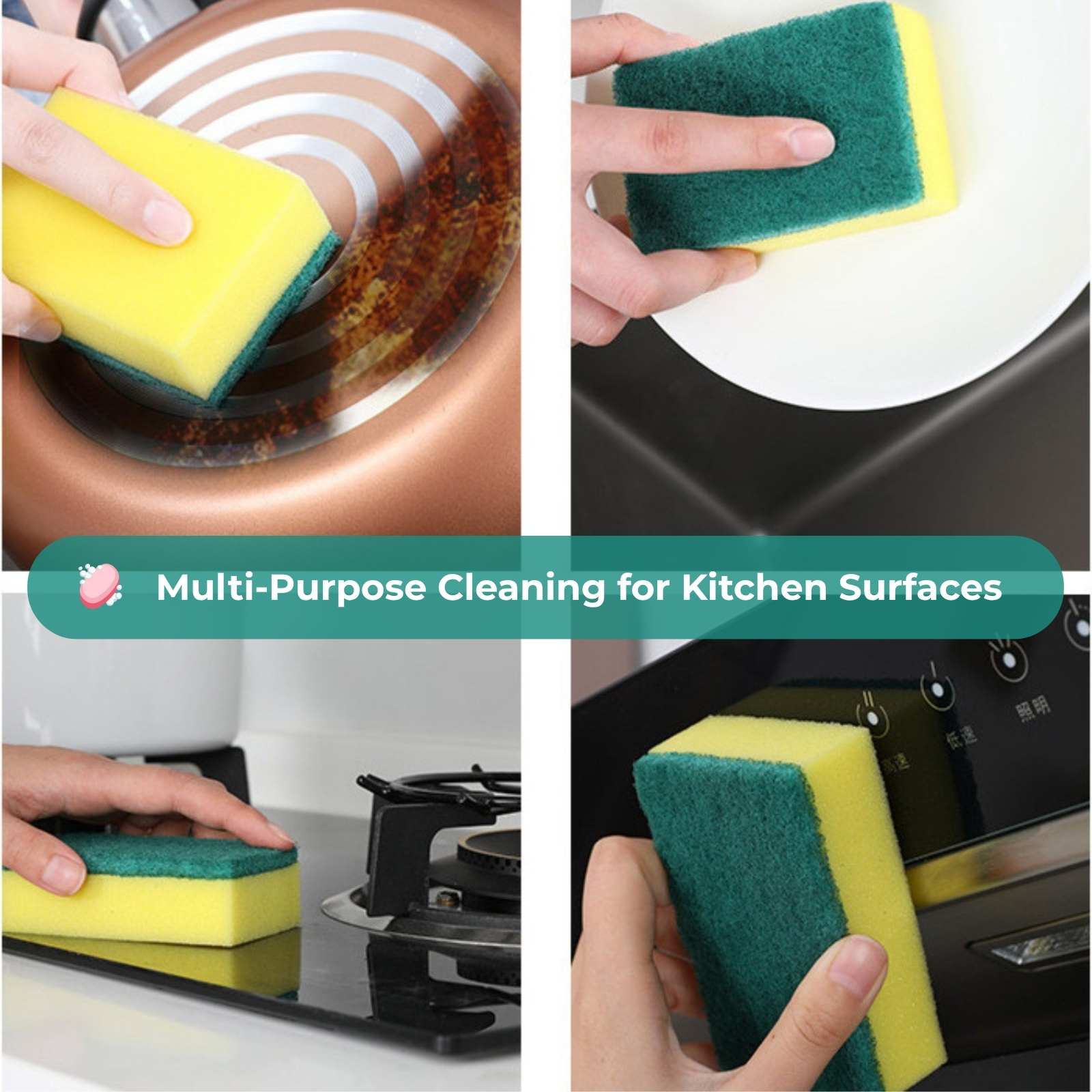 Amark Kitchen Collection Kitchen Sponge Heavy-Duty Sponge Scrub & Scouring Pad - 6-pc Pack