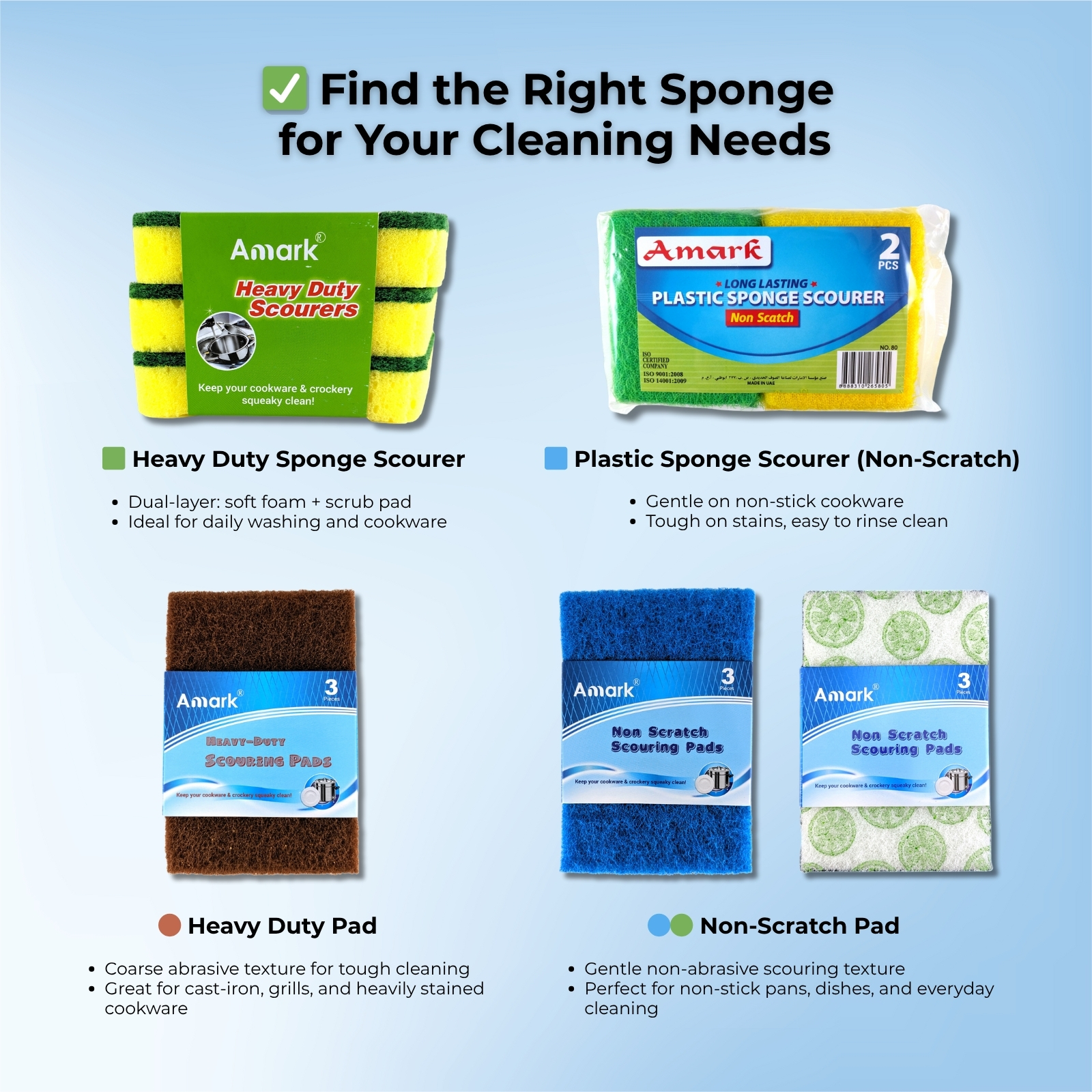 Amark KItchen Collection Non-Scratch Scouring Pads - 6-pc Pack